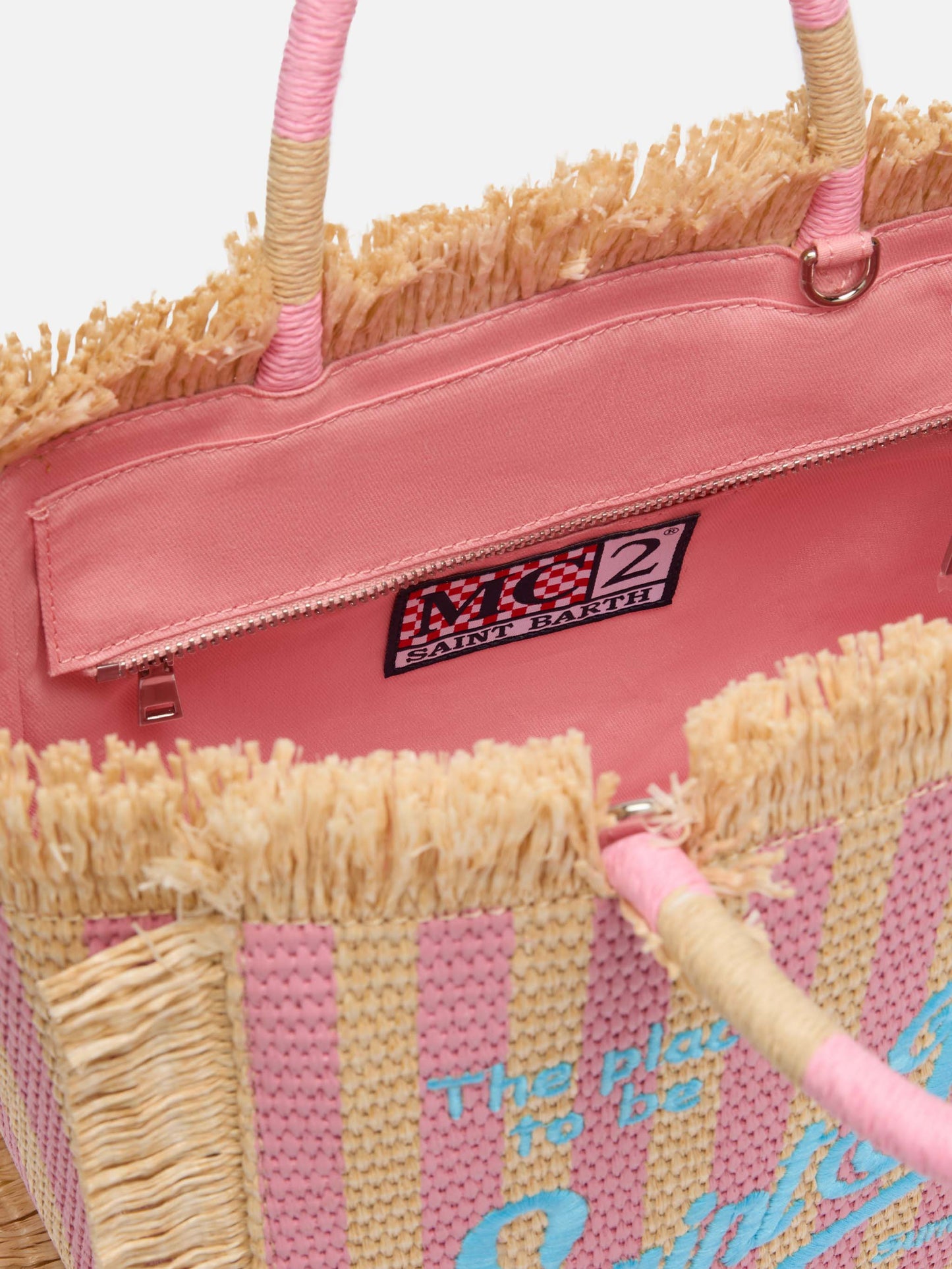Colette Straw effect handbag with striped print - MC2 Saint Barth