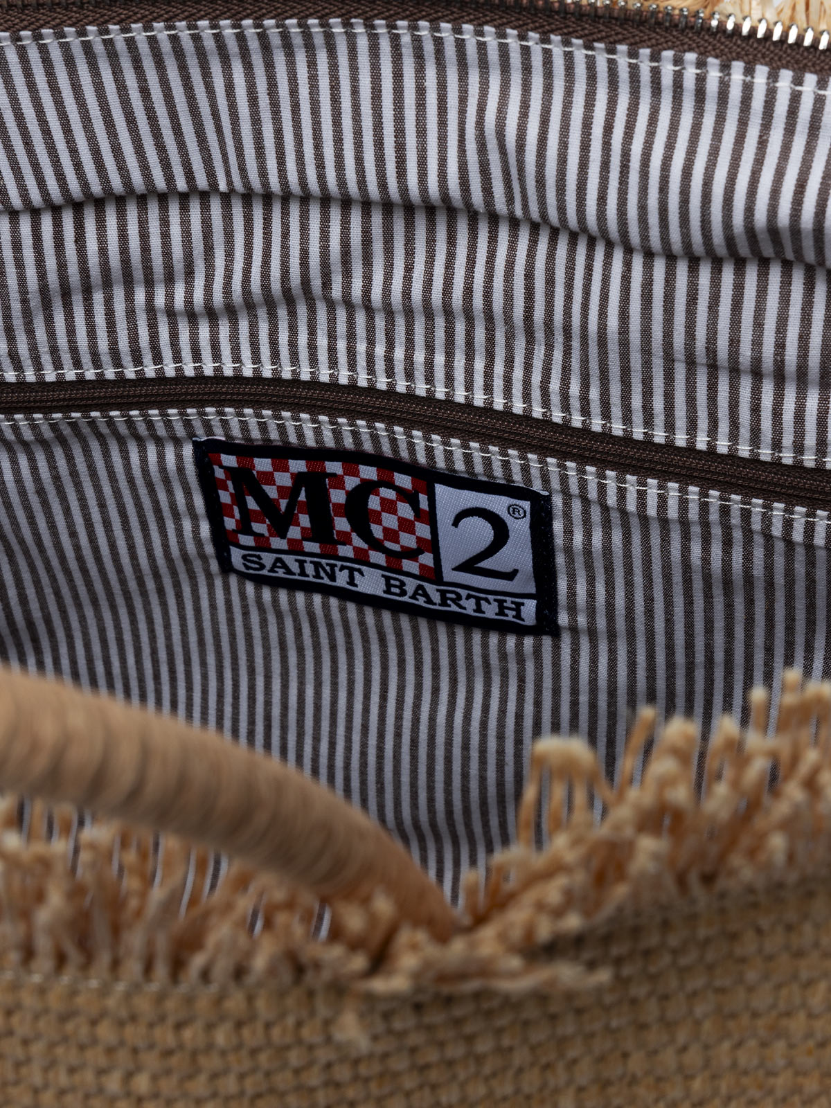 Colette Straw effect handbag with emboidered logo - MC2 Saint Barth