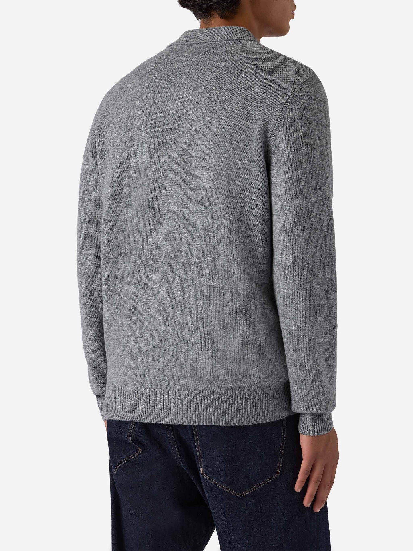 Grey melange pure-wool knit polo Covent