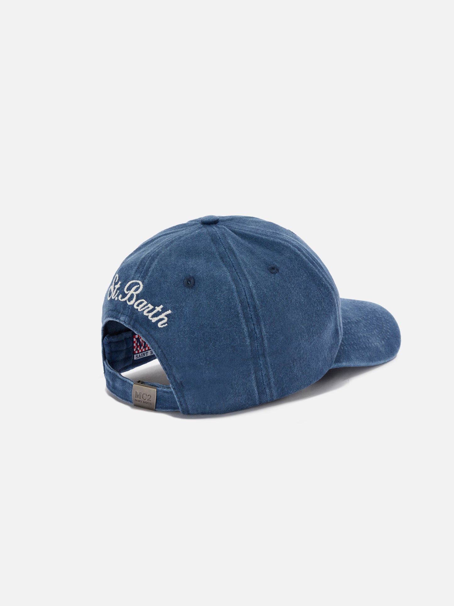 Cappellino Davis con visiera in cotone blu e ricamo Time is money
