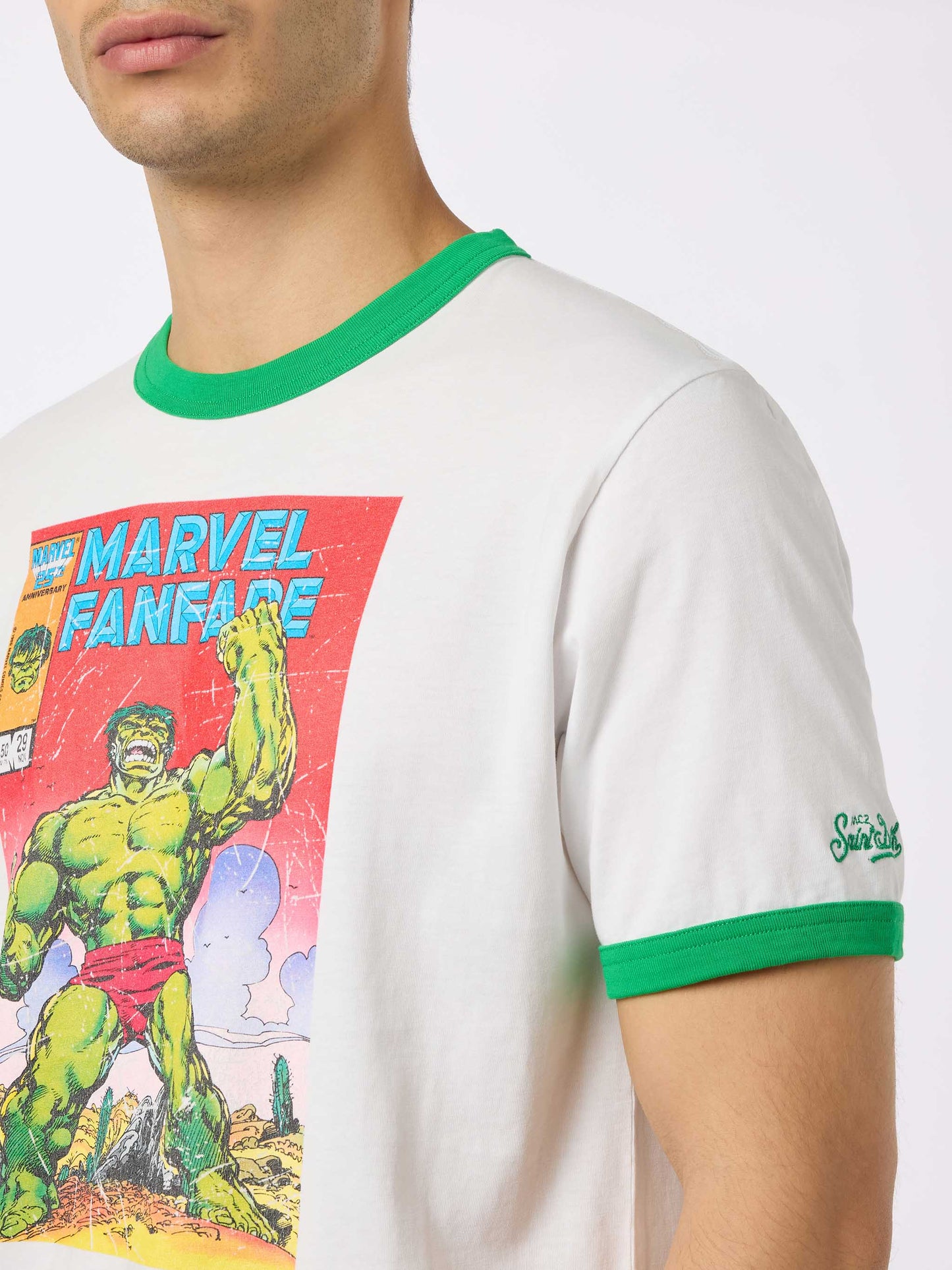 Man cotton t-shirt with Hulk print | MARVEL SPECIAL EDITION - MC2 Saint Barth