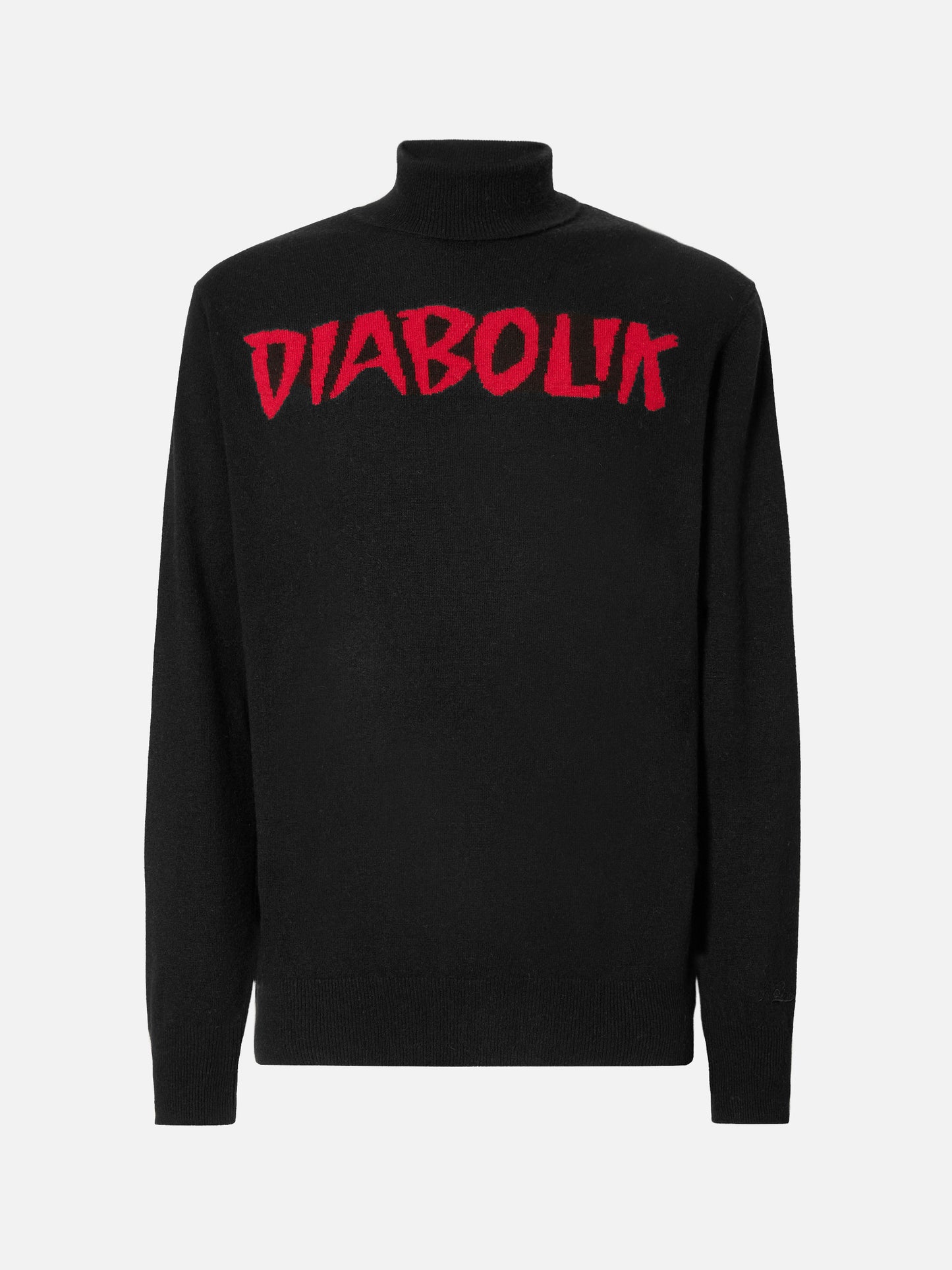 Dolcevita in misto cashmere nero con jacquard Diabolik | SPECIAL EDITION DIABOLIK