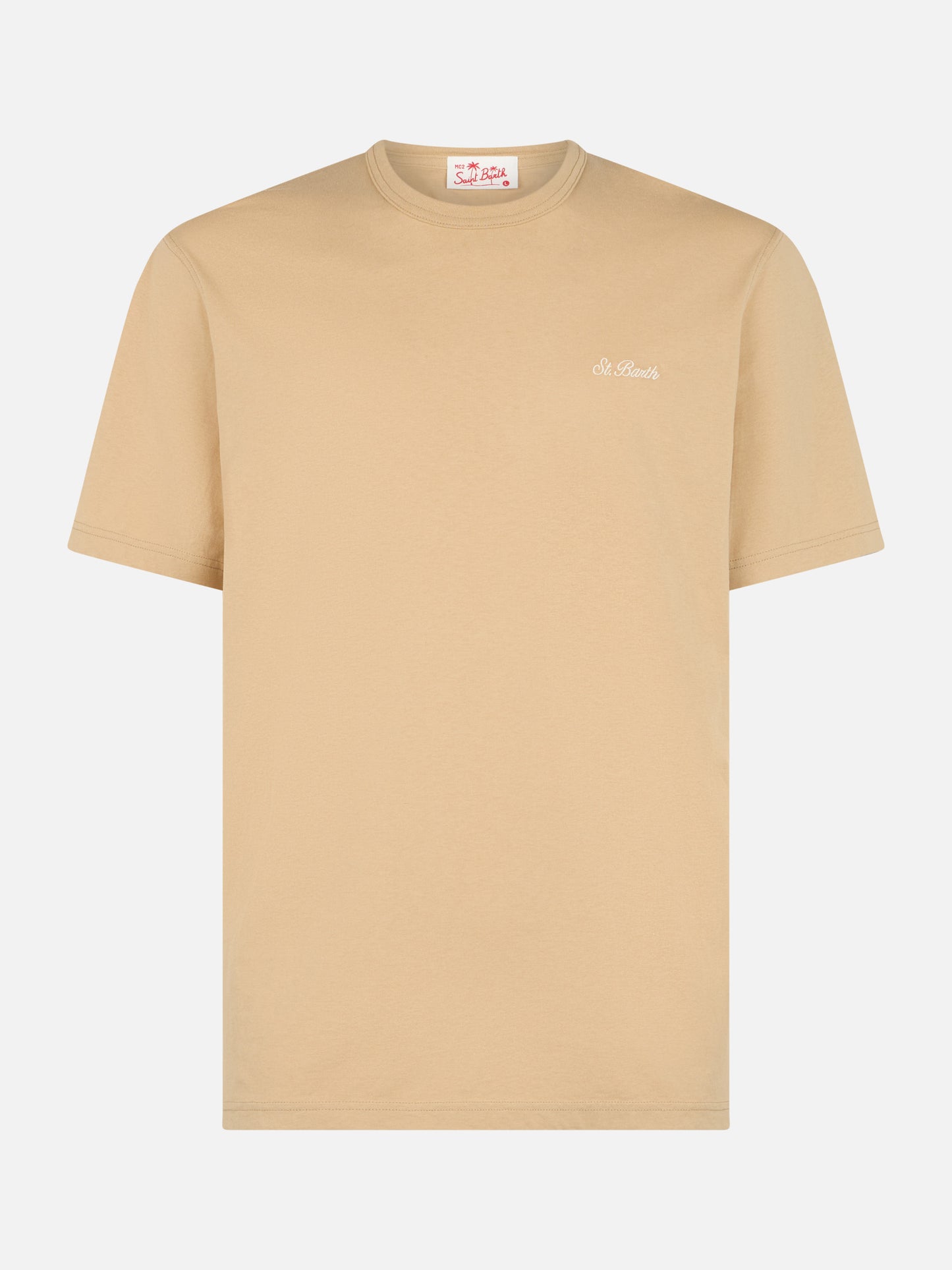 Man beige cotton jersey t-shirt Dover with St. Barth embroidery - MC2 Saint Barth