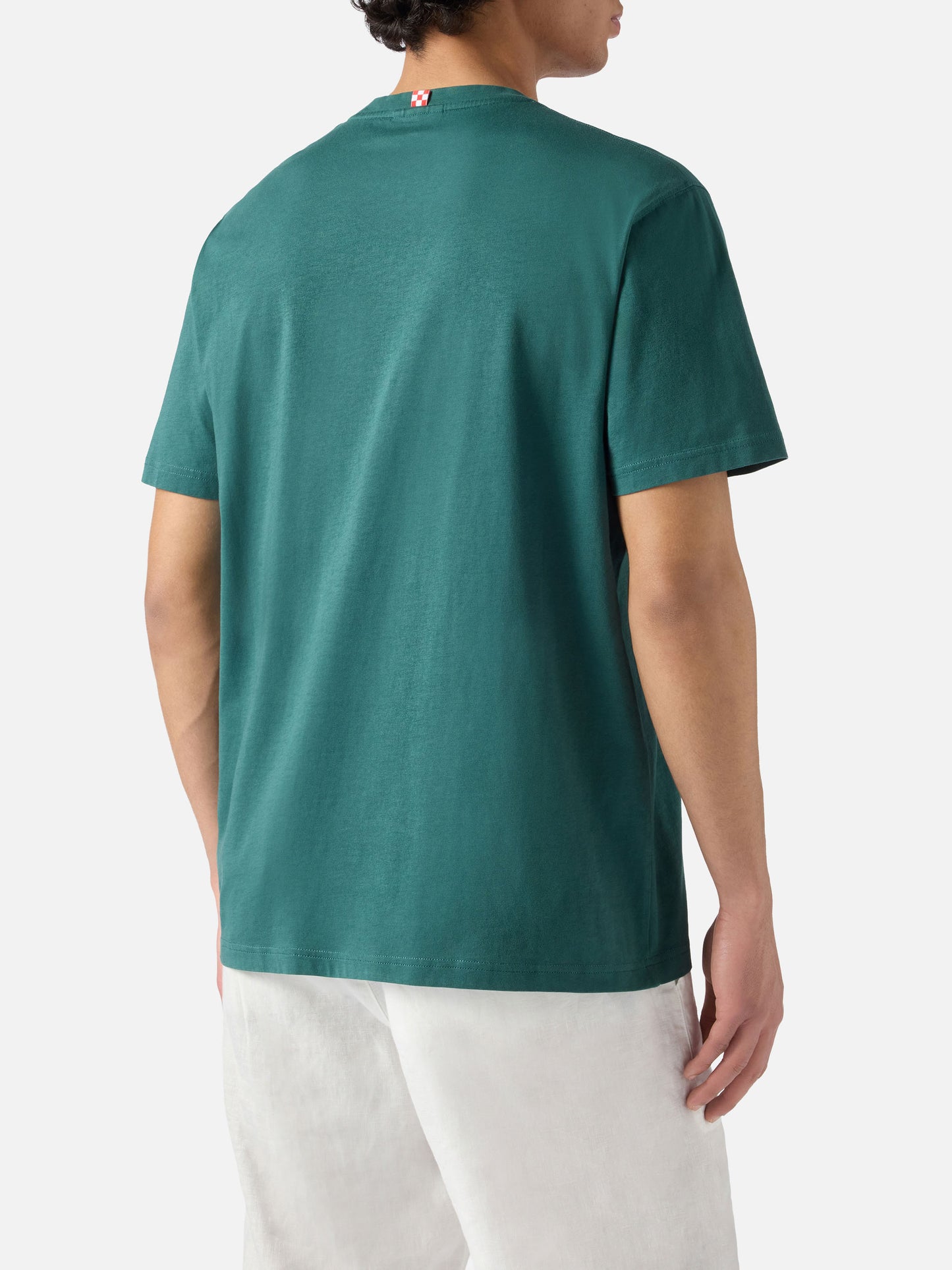 T-shirt Dover verde in cotone con ricamo logo