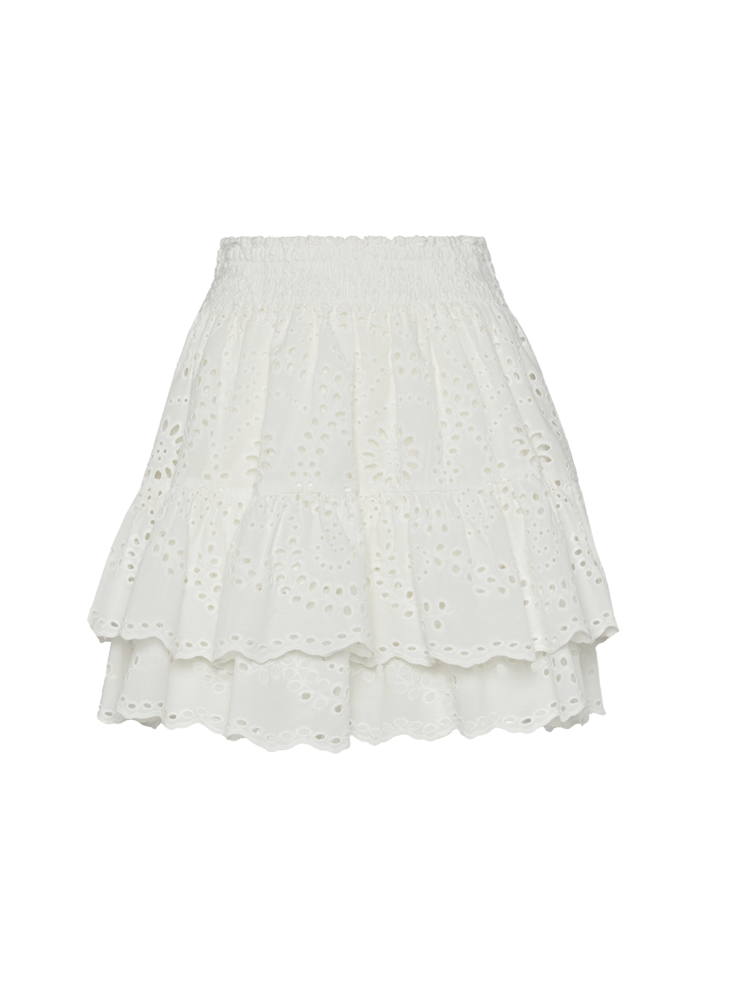 Eivissa ruffled mini skirt in white Sangallo lace - MC2 Saint Barth