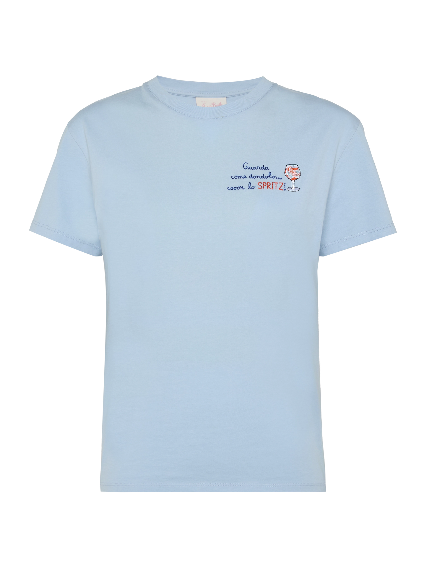 Emilie cotton t-shirt with Guarda come dondolo con lo spritz embroidery - MC2 Saint Barth