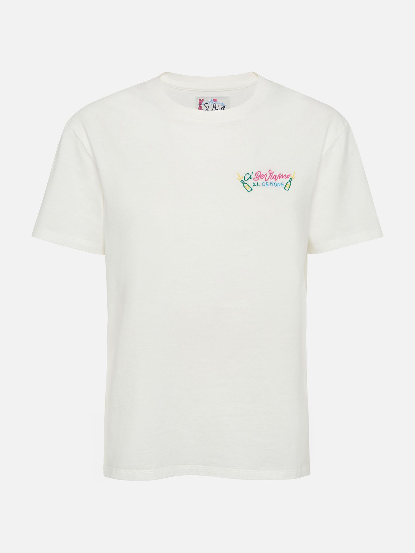 Winter cotton t-shirt Emilie with Ci beviamo al cenone embroidery | INSULTI LUMINOSI SPECIAL EDITION - MC2 Saint Barth