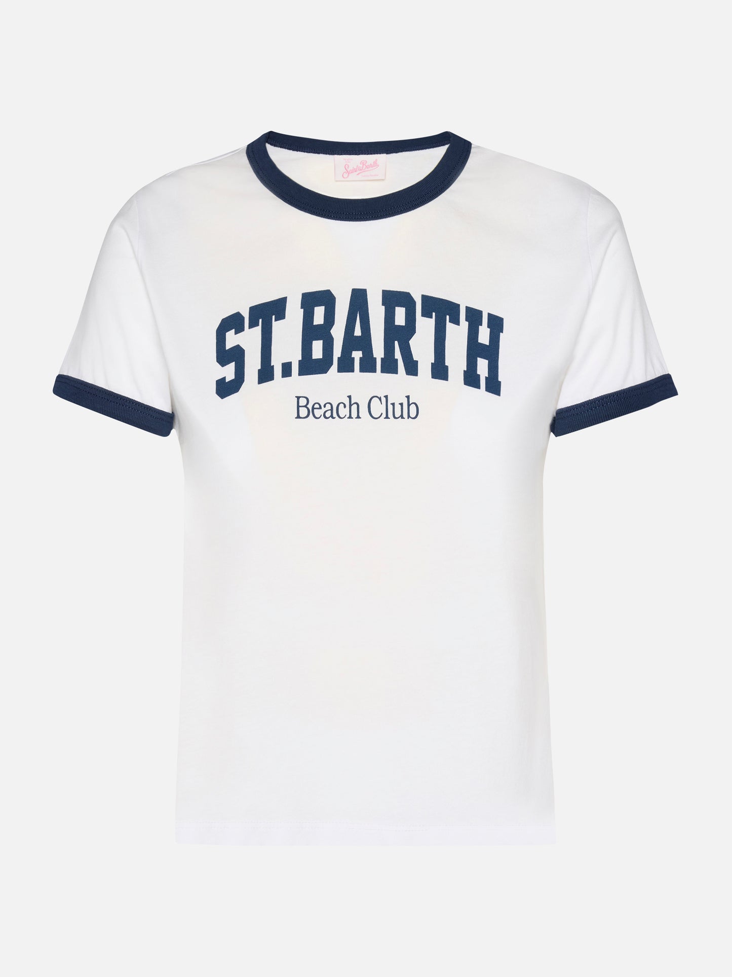 Emilie Baumwoll-T-Shirt E mit St. Barth Beach Club-Print