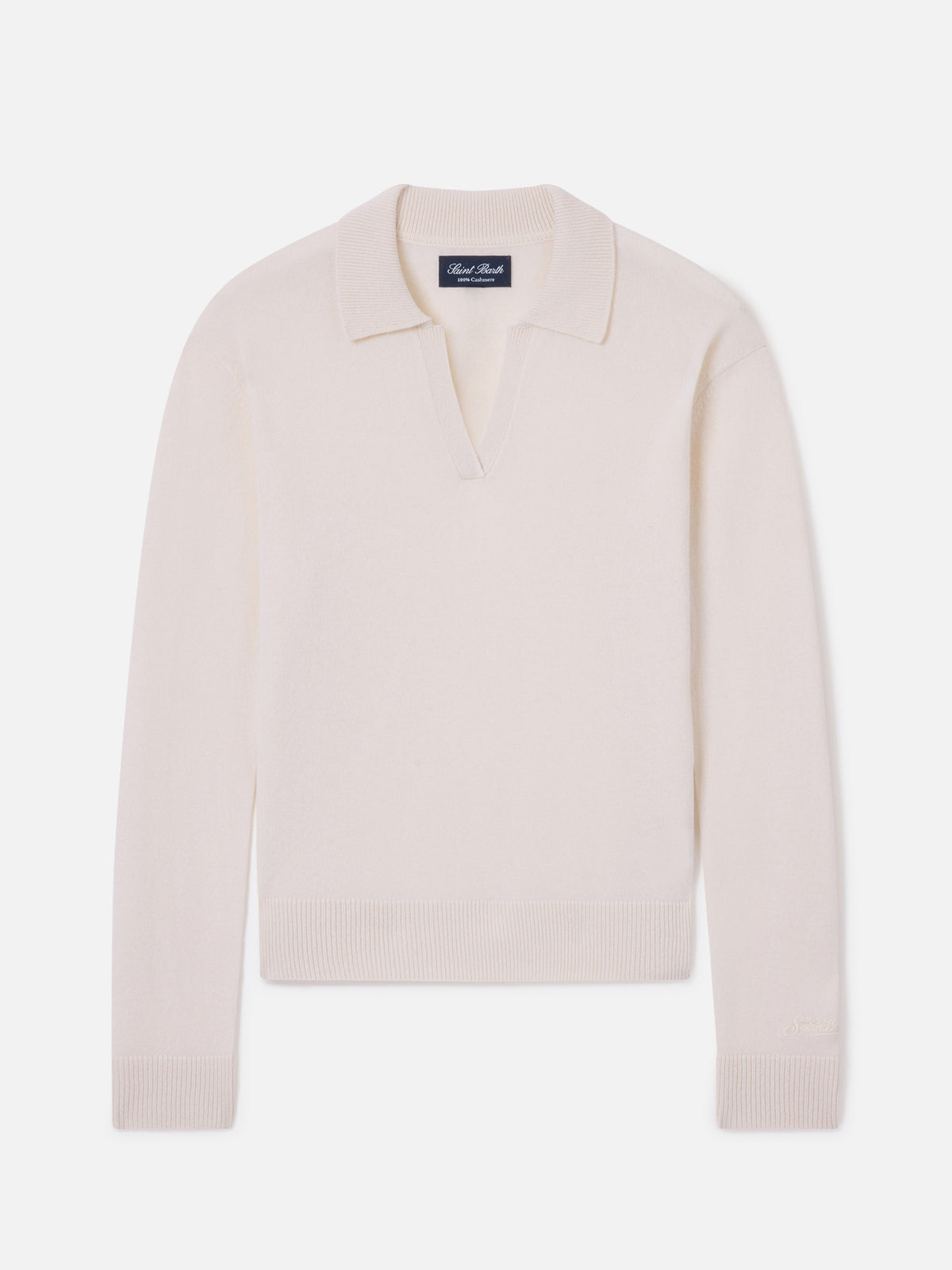 Eze gestricktes Cashmere-Poloshirt in Off-White