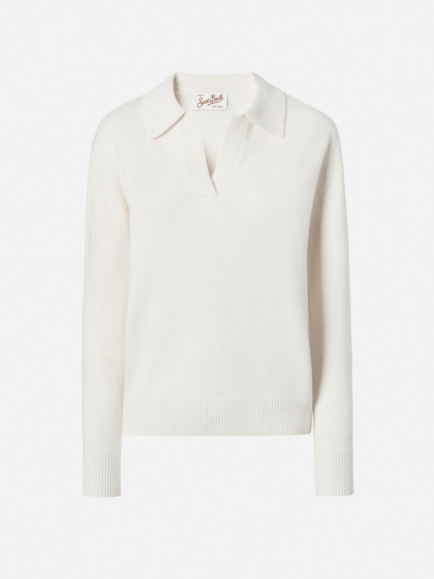 Polo in 100% LANA Eze in bianco