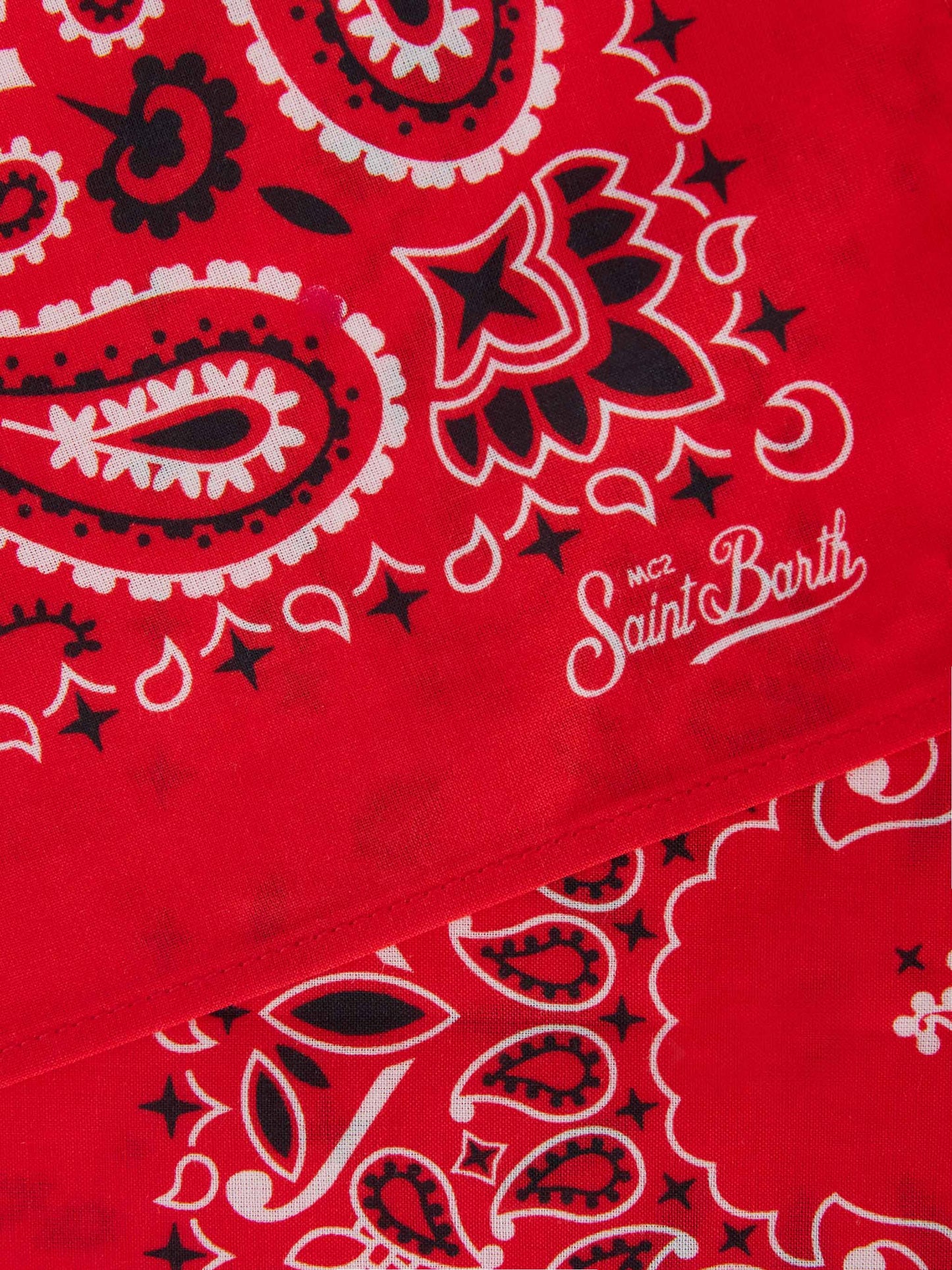 Baumwoll-Foulard mit rotem Bandana-Print