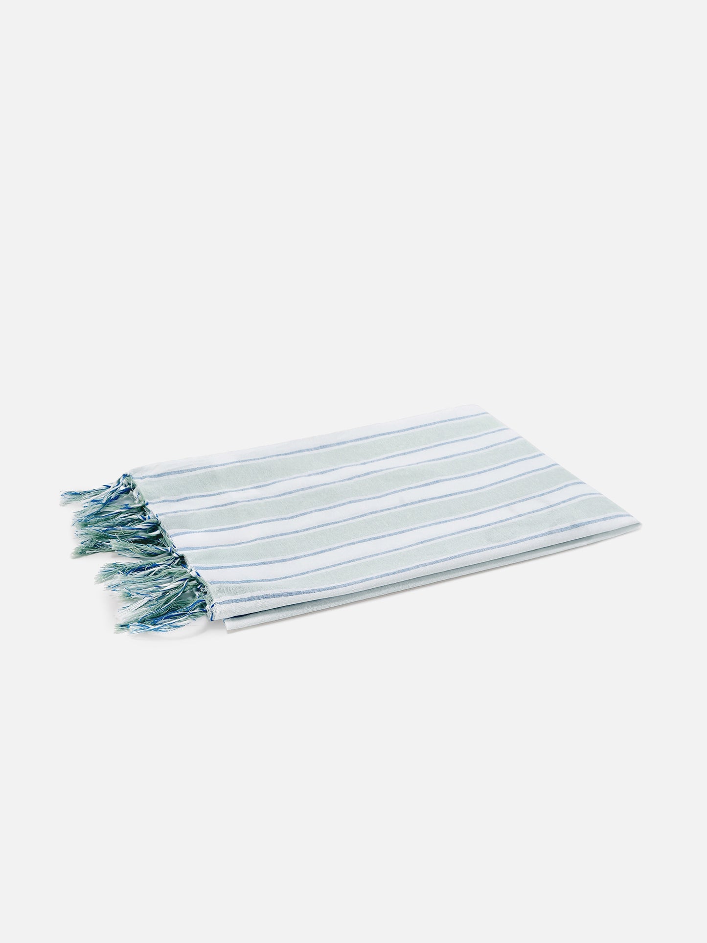 Foutas Lightbeach towel with aqua green and white stripes and embroidered logo