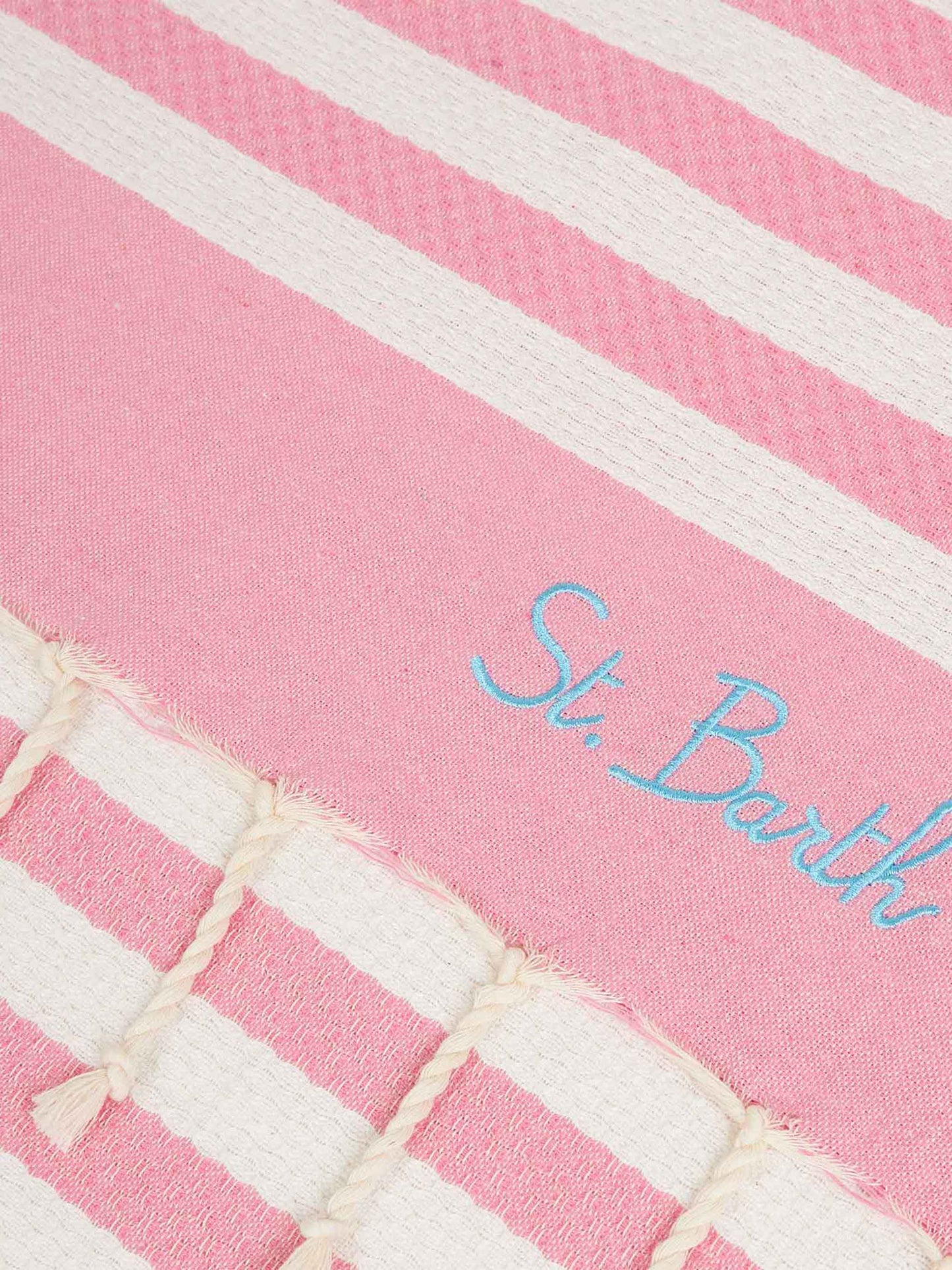 Cotton beach towel Fouta with pink striped print - MC2 Saint Barth