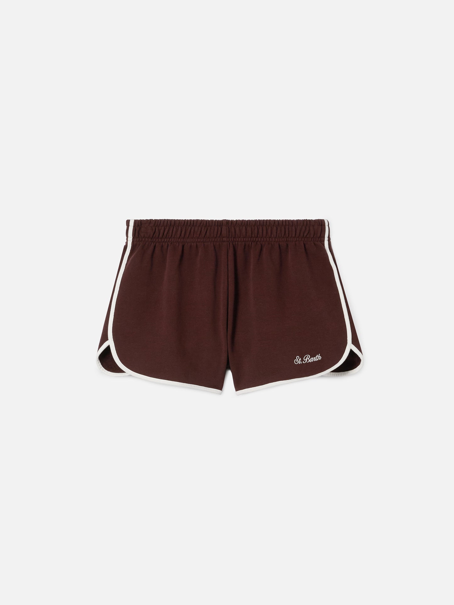 Shorts Francine Light in cotone marrone con bordi a contrasto