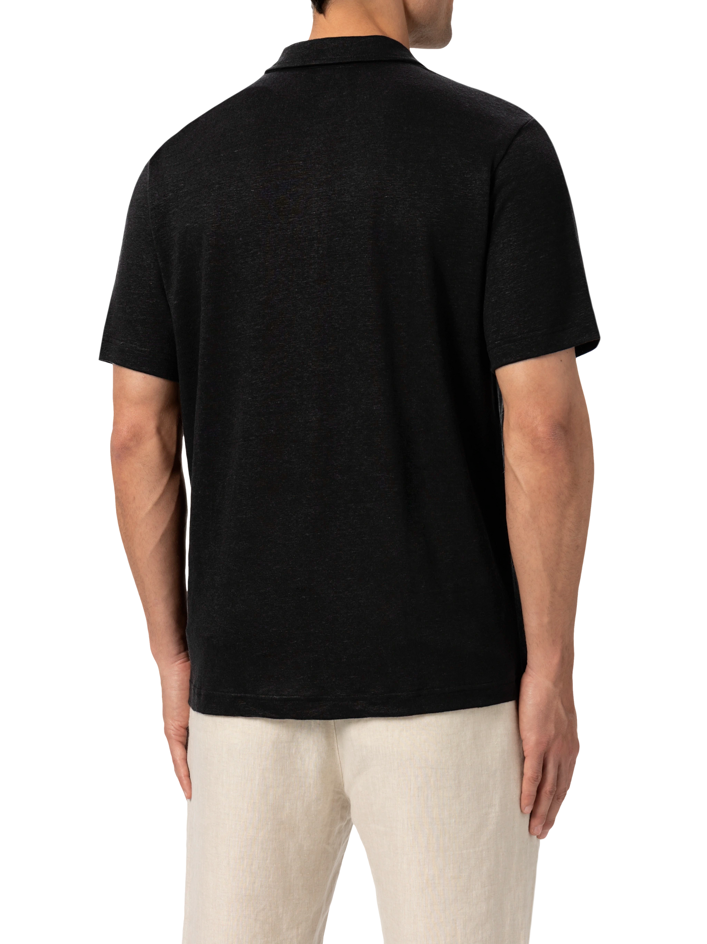 Black linen buttonless polo shirt Fraser - MC2 Saint Barth
