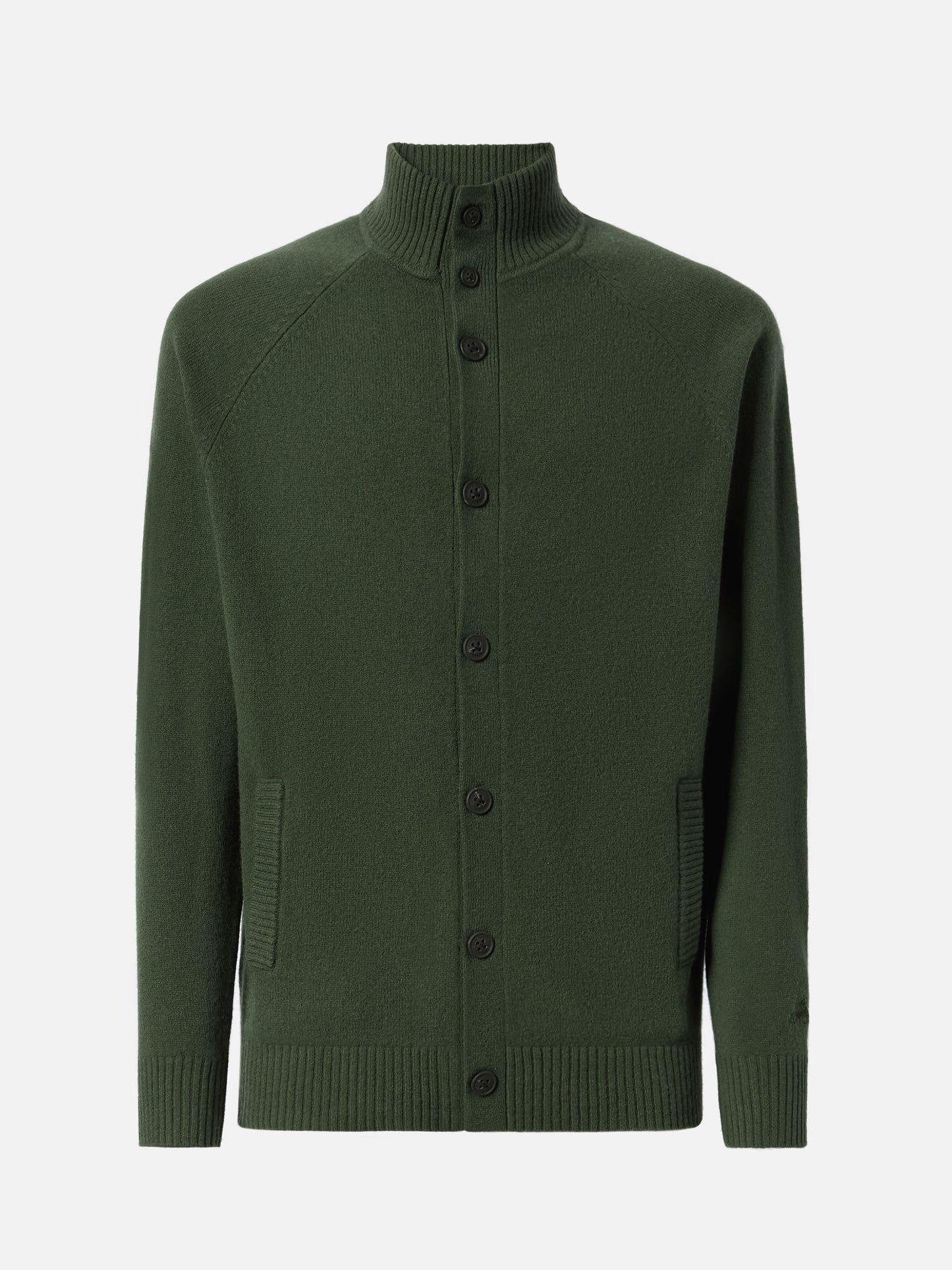 Militärgrüne Strickjacke Galway aus 100% Lammwolle