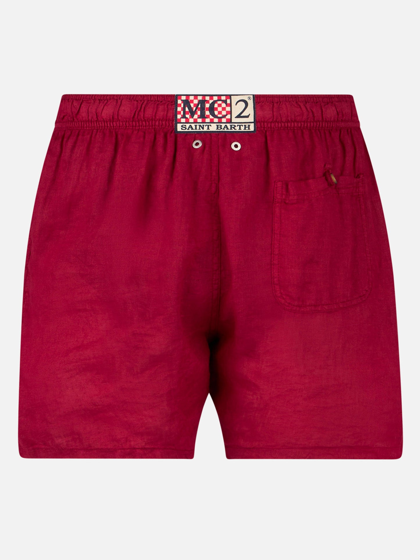 Man burgundy linen swim shorts