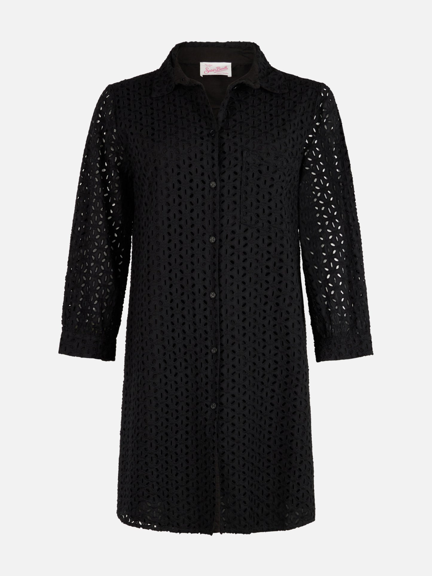 Woman black Sangallo shirt mini dress - MC2 Saint Barth