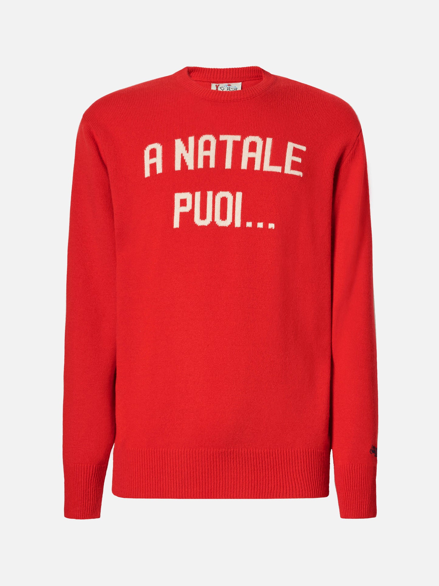 Maglione Heron rosso con jacquard A Natale puoi...