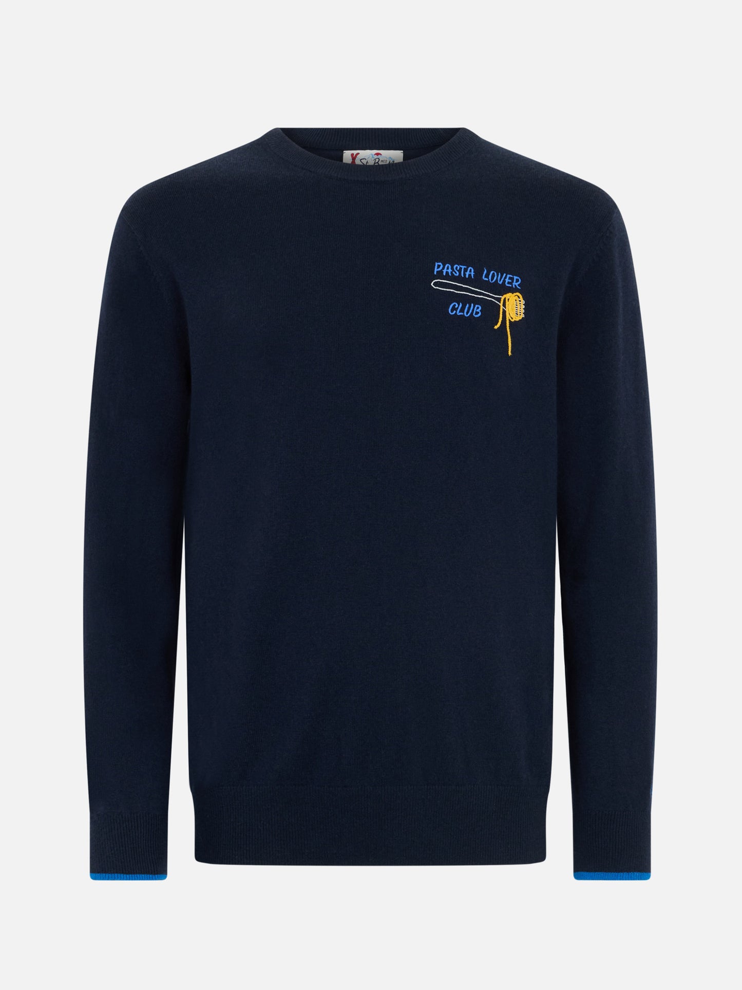 Man blue sweater Heron with Pasta lover embroidery - MC2 Saint Barth