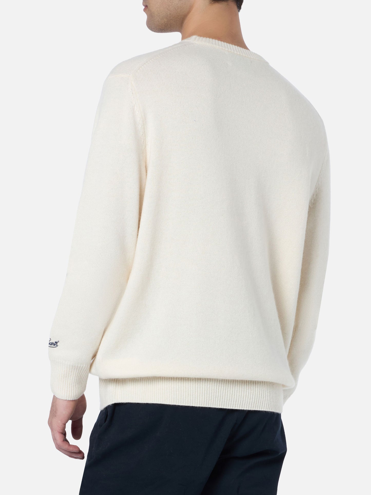 Man white sweater Heron with St. Moritz jacquard | ST. MORITZ TOP OF THE WORLD SPECIAL EDITION - MC2 Saint Barth