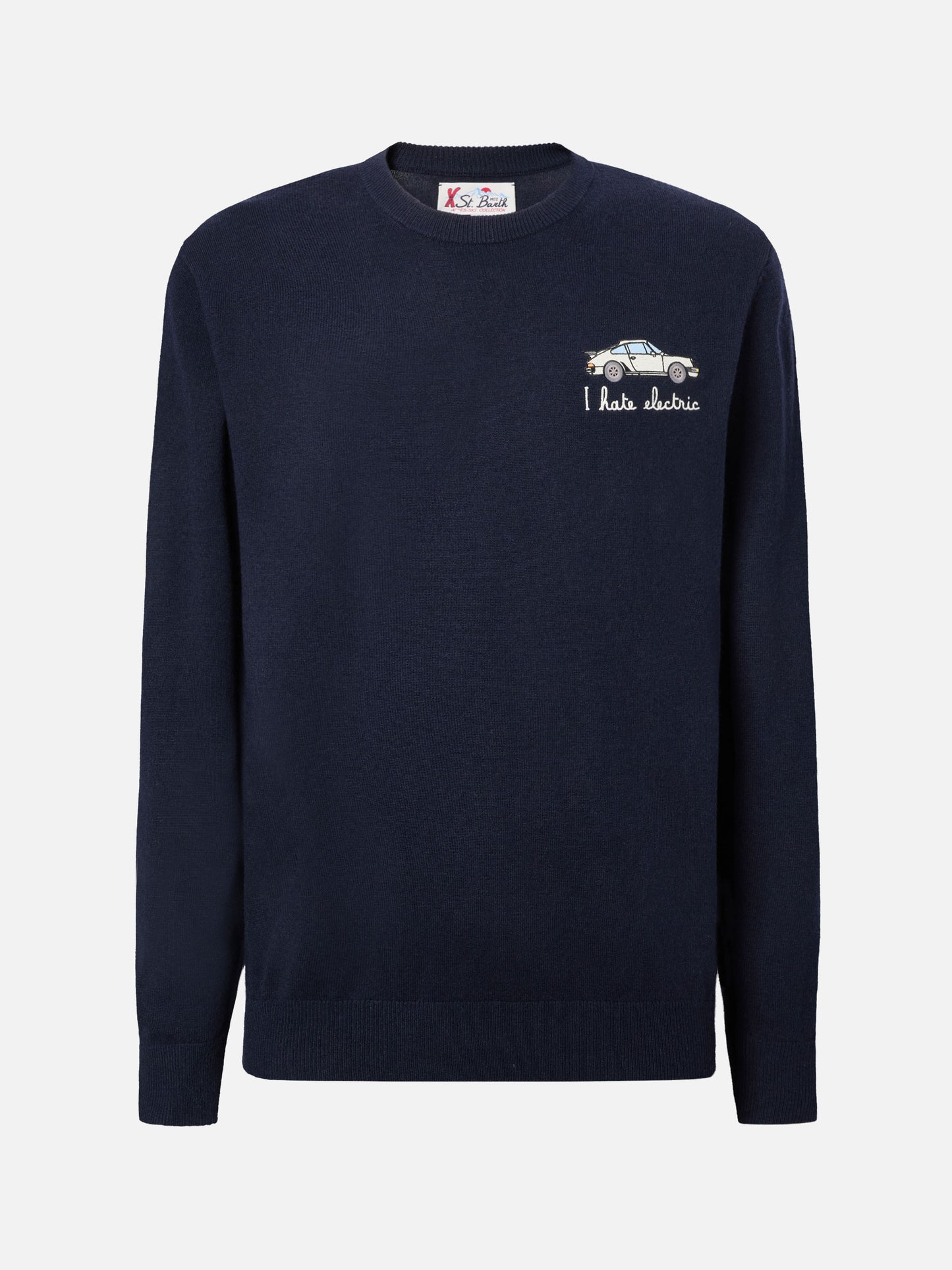 Crewneck sweater Heron Light with I hate electric embroidery