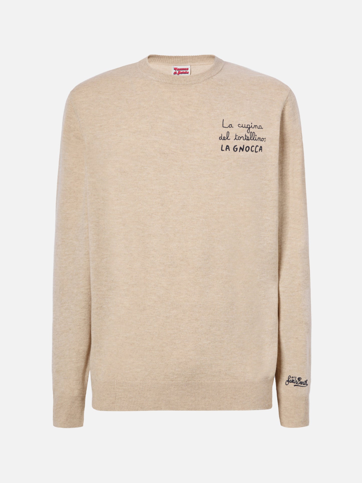 Crewneck Heron Light with La cugina del tortellino, la Gnocca! embroidery | VACANZE DI NATALE SPECIAL EDITION