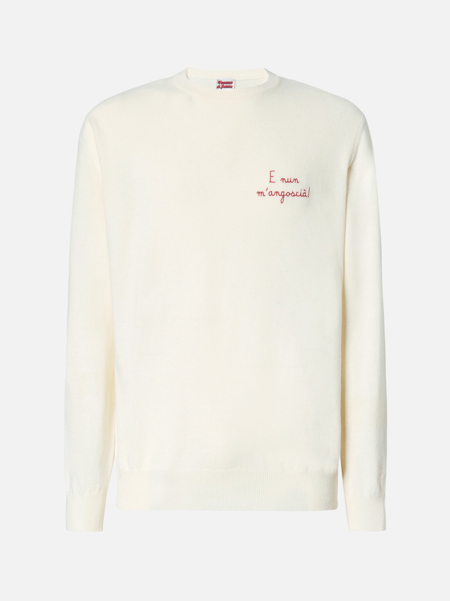 Crewneck Heron Light with E nun m'angoscià embroidery | VACANZE DI NATALE SPECIAL EDITION