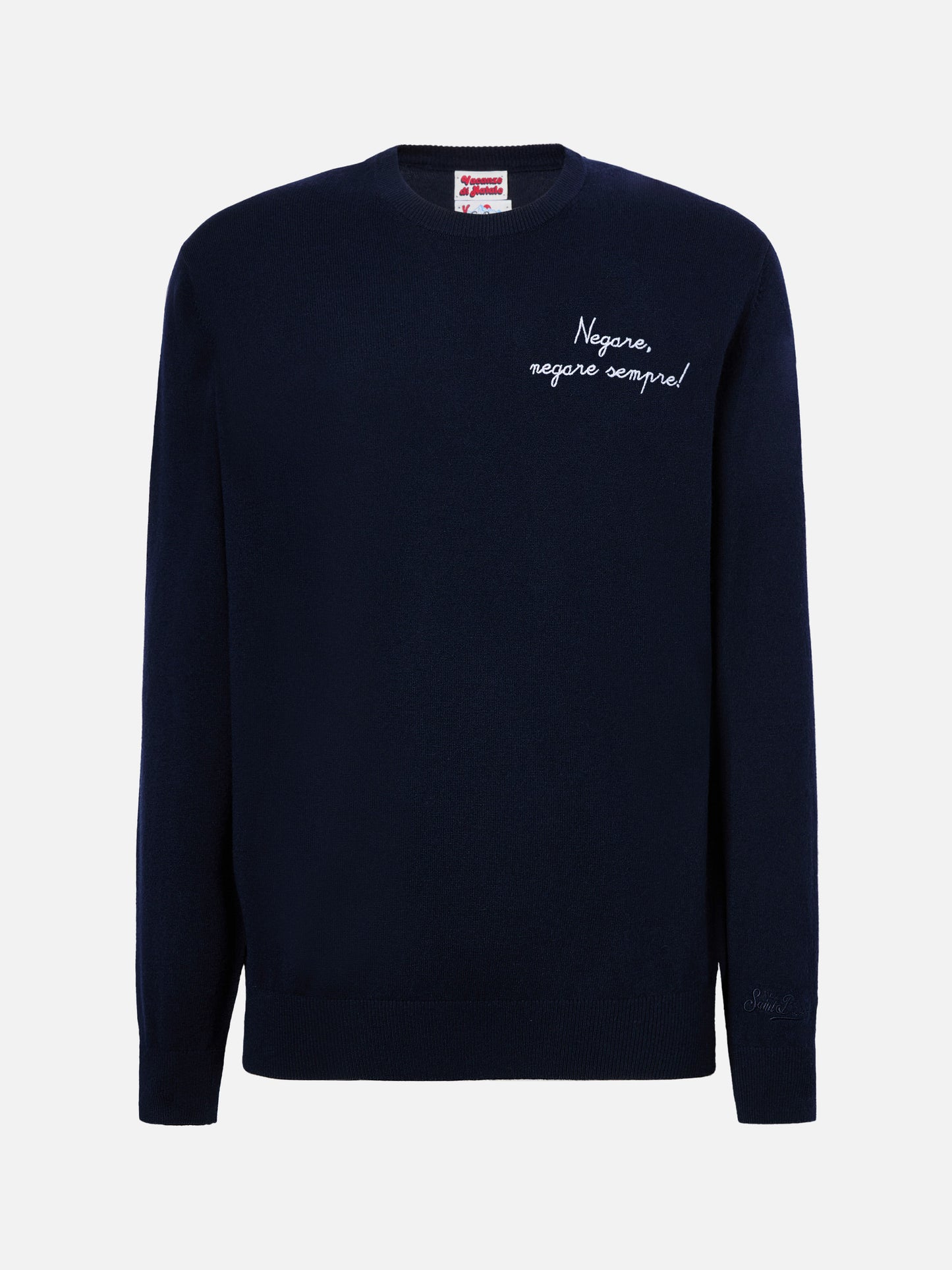 Crewneck Heron Light with Negare, negare sempre! embroidery | VACANZE DI NATALE SPECIAL EDITION