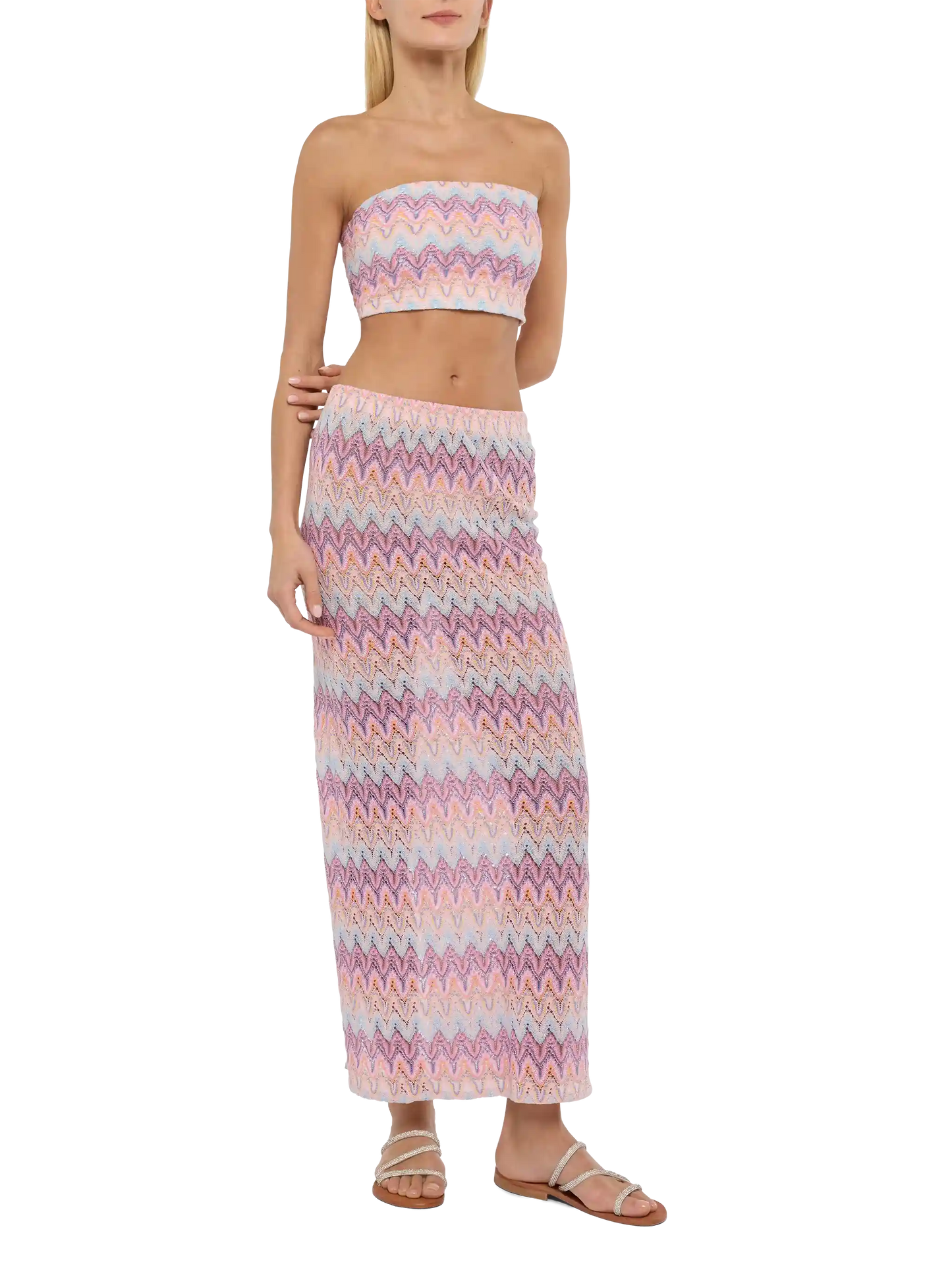 Jaclyn strapless bandeau top with chevron pattern - MC2 Saint Barth