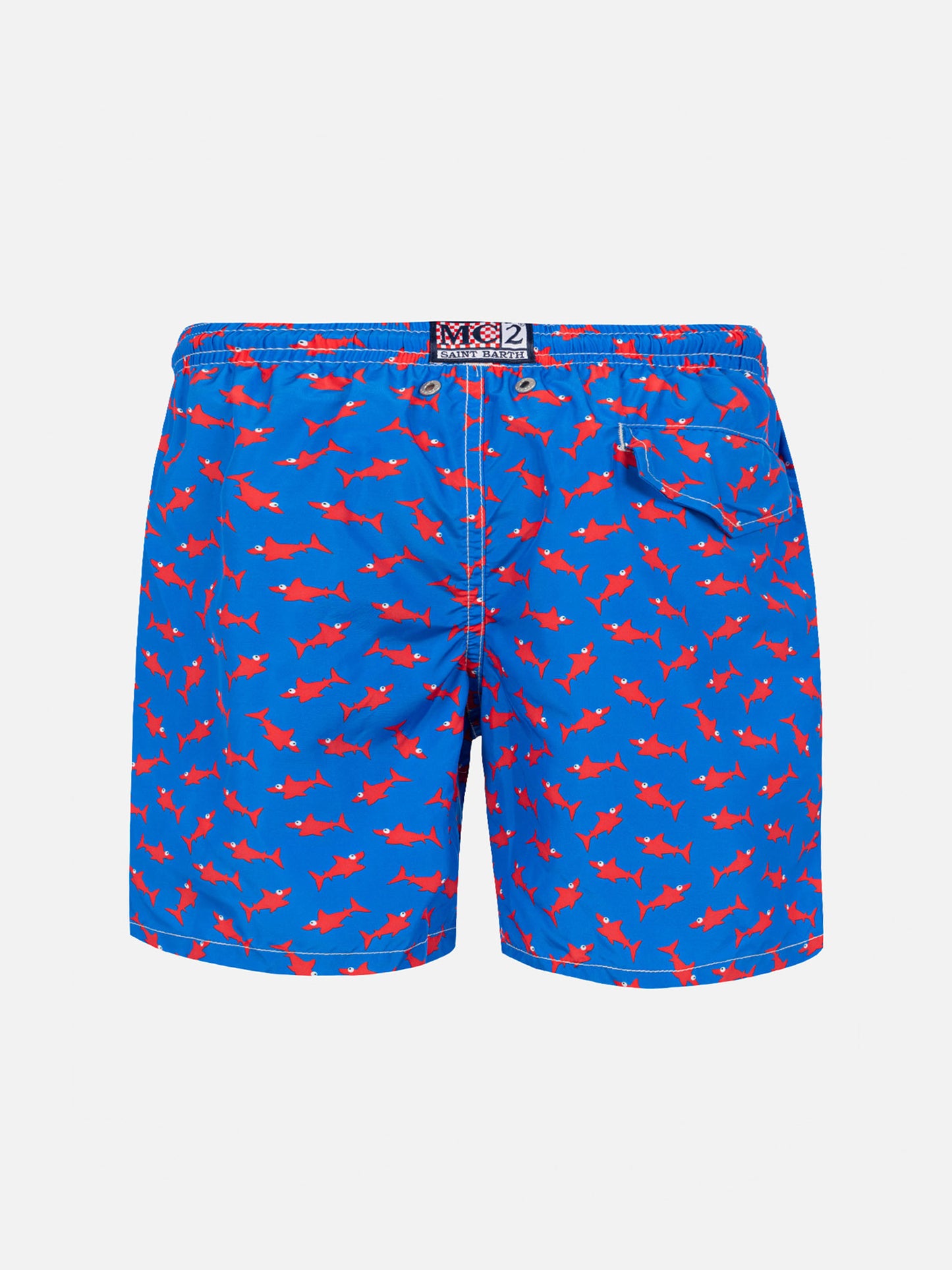 Boy swim shorts with red shark print - MC2 Saint Barth