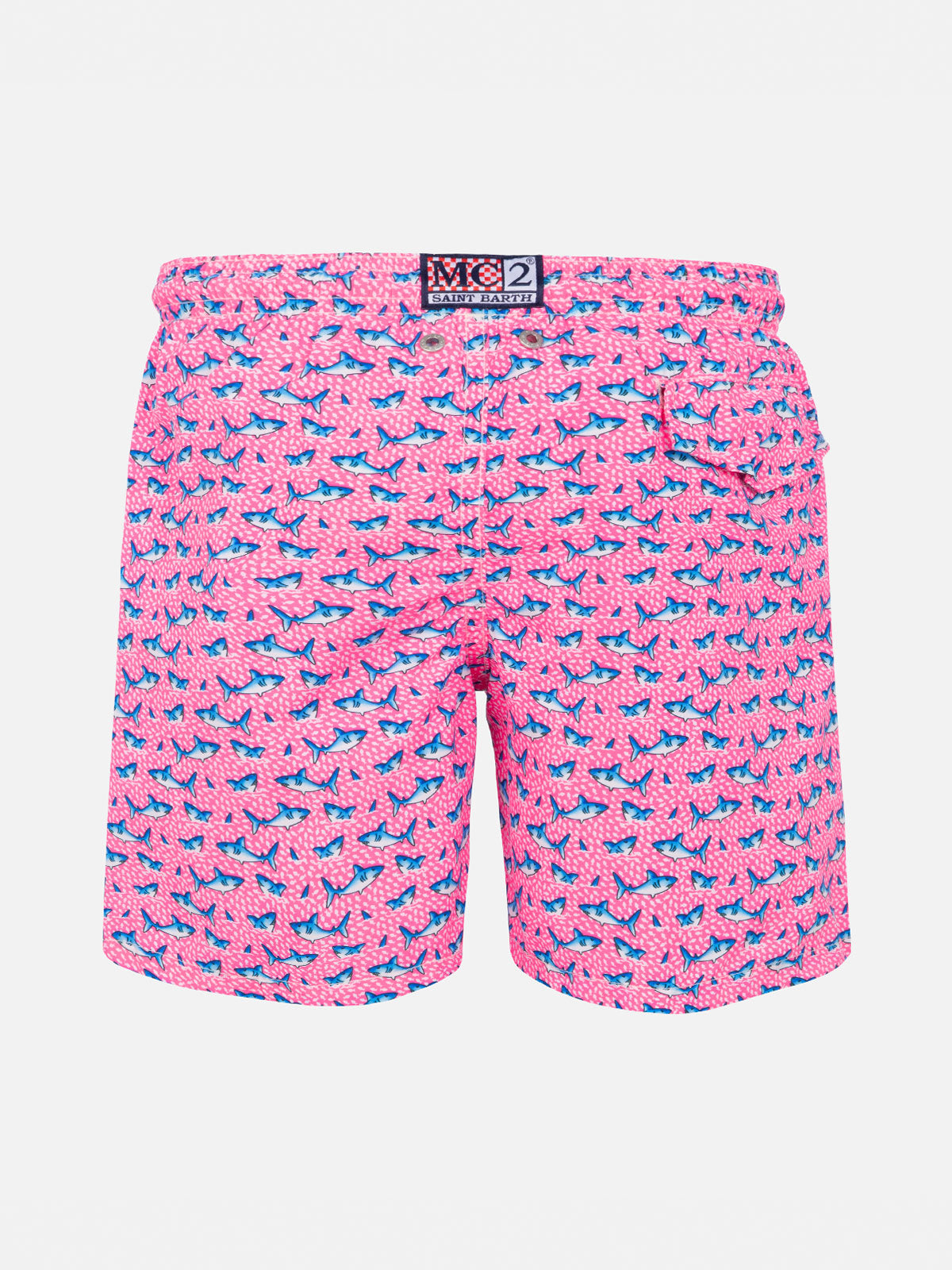 Boy light fabric swim shorts with sharks print - MC2 Saint Barth