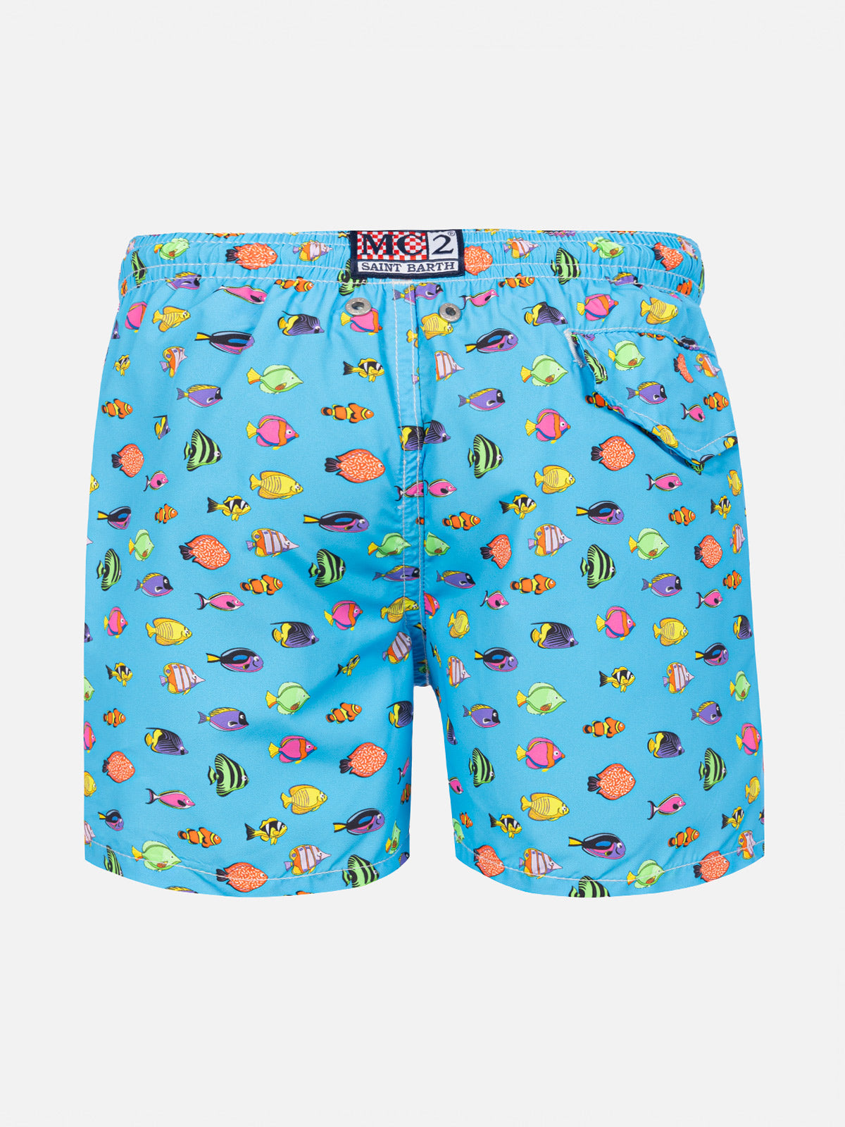 Boy light fabric swim shorts with fish print - MC2 Saint Barth
