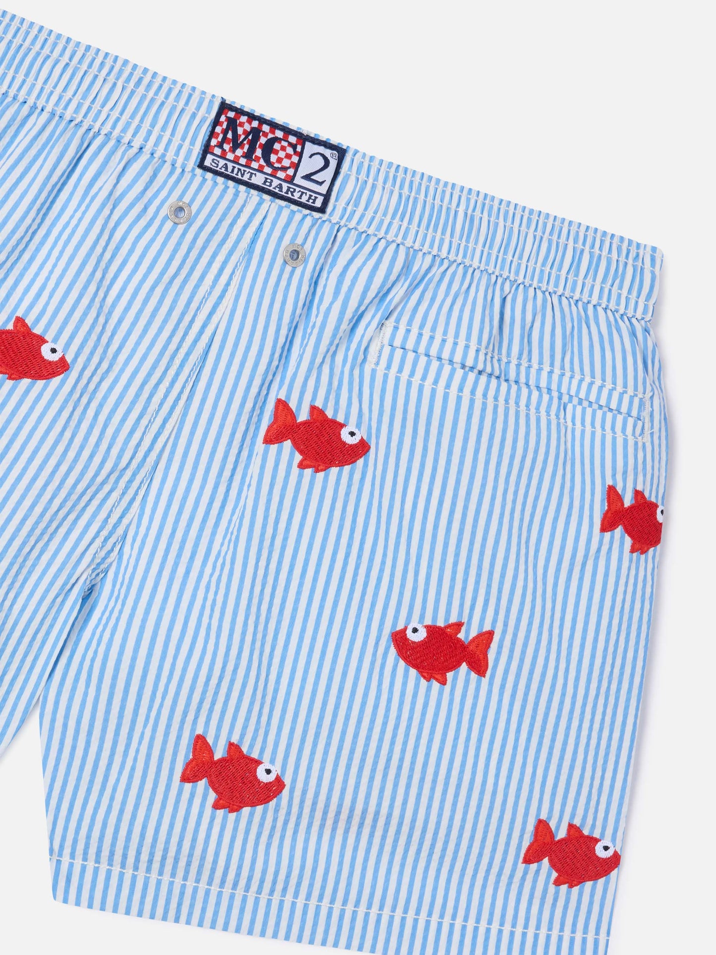 Costume Jean Embroidery a righe con pesci ricamati