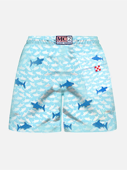 Boy swim shorts with embroidered sharks - MC2 Saint Barth