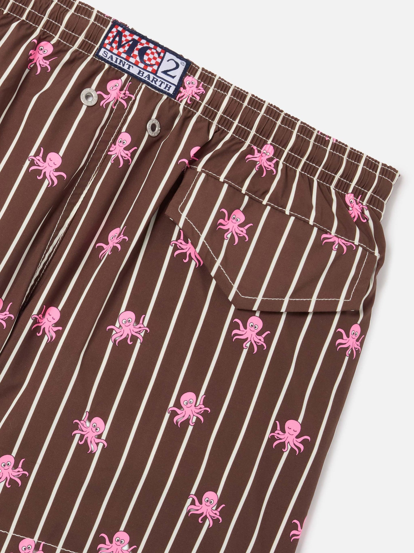 Jean Lighting Stretch swim shorts striped with all-over octopus print