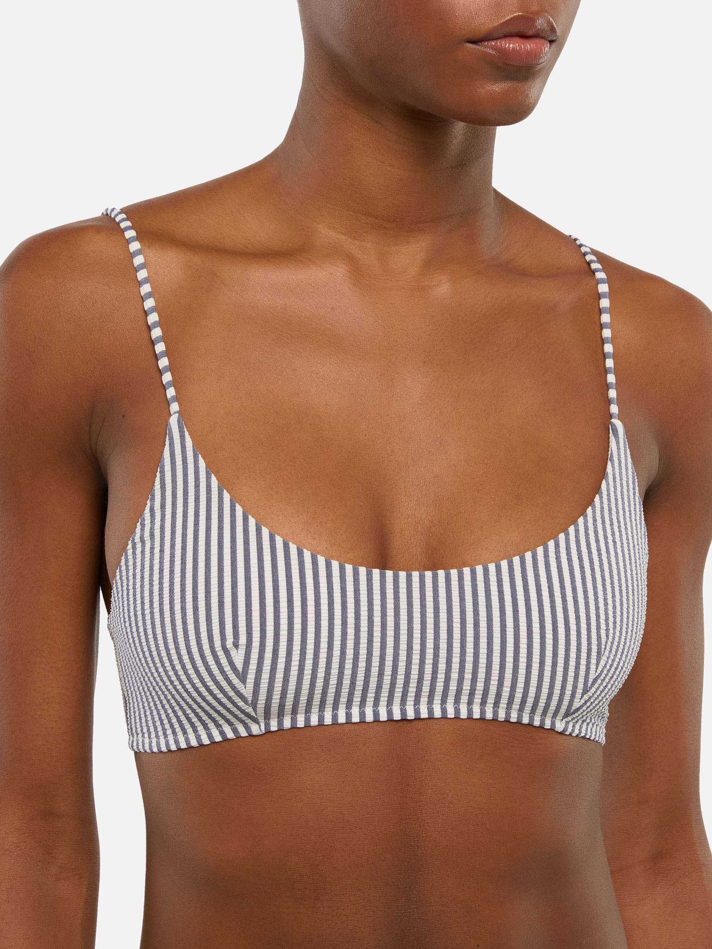 Judy top bralette in seersucker con stampa a righe