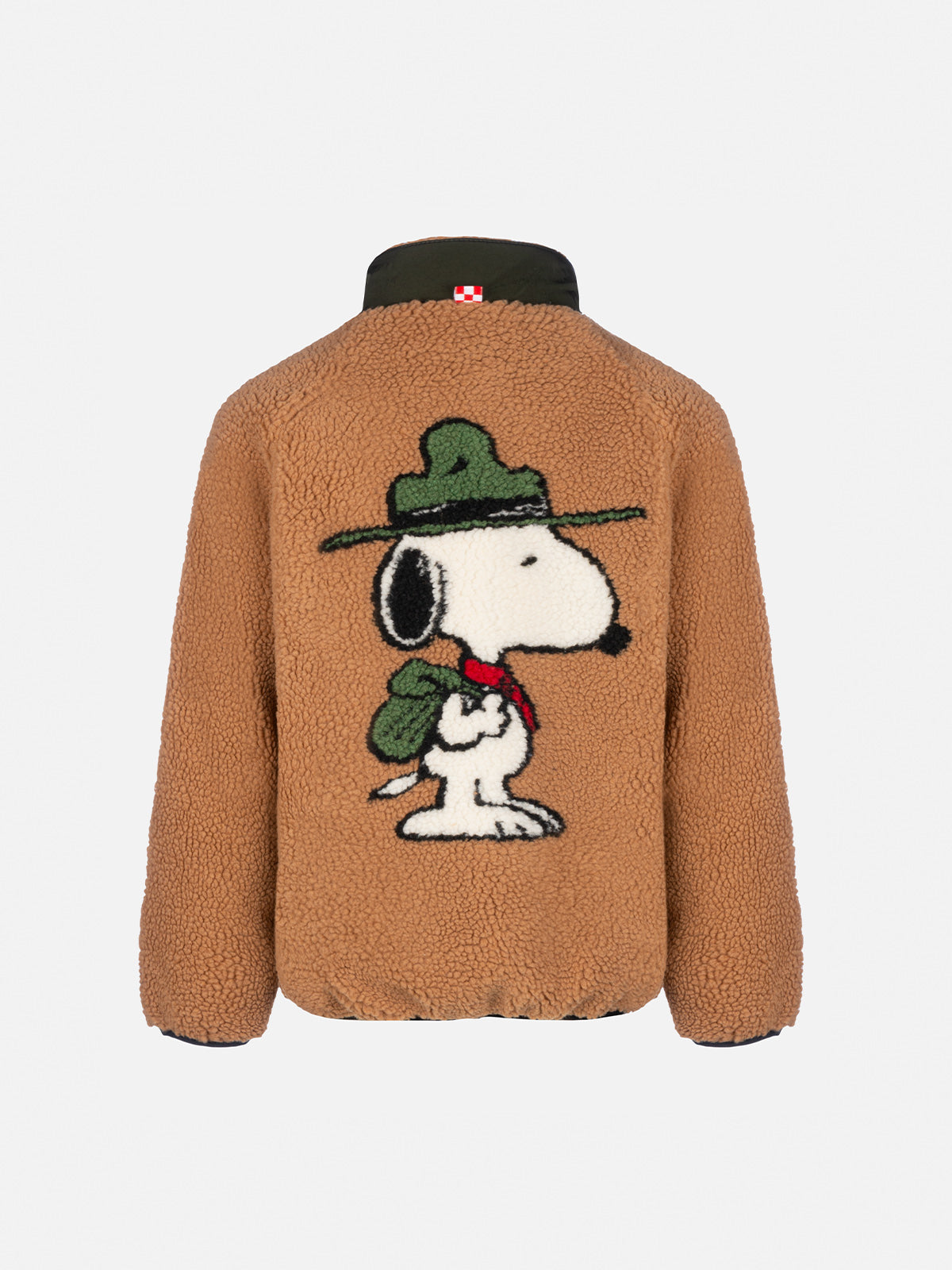 Giacca beige sherpa da bambino Keystone con stampa Snoopy