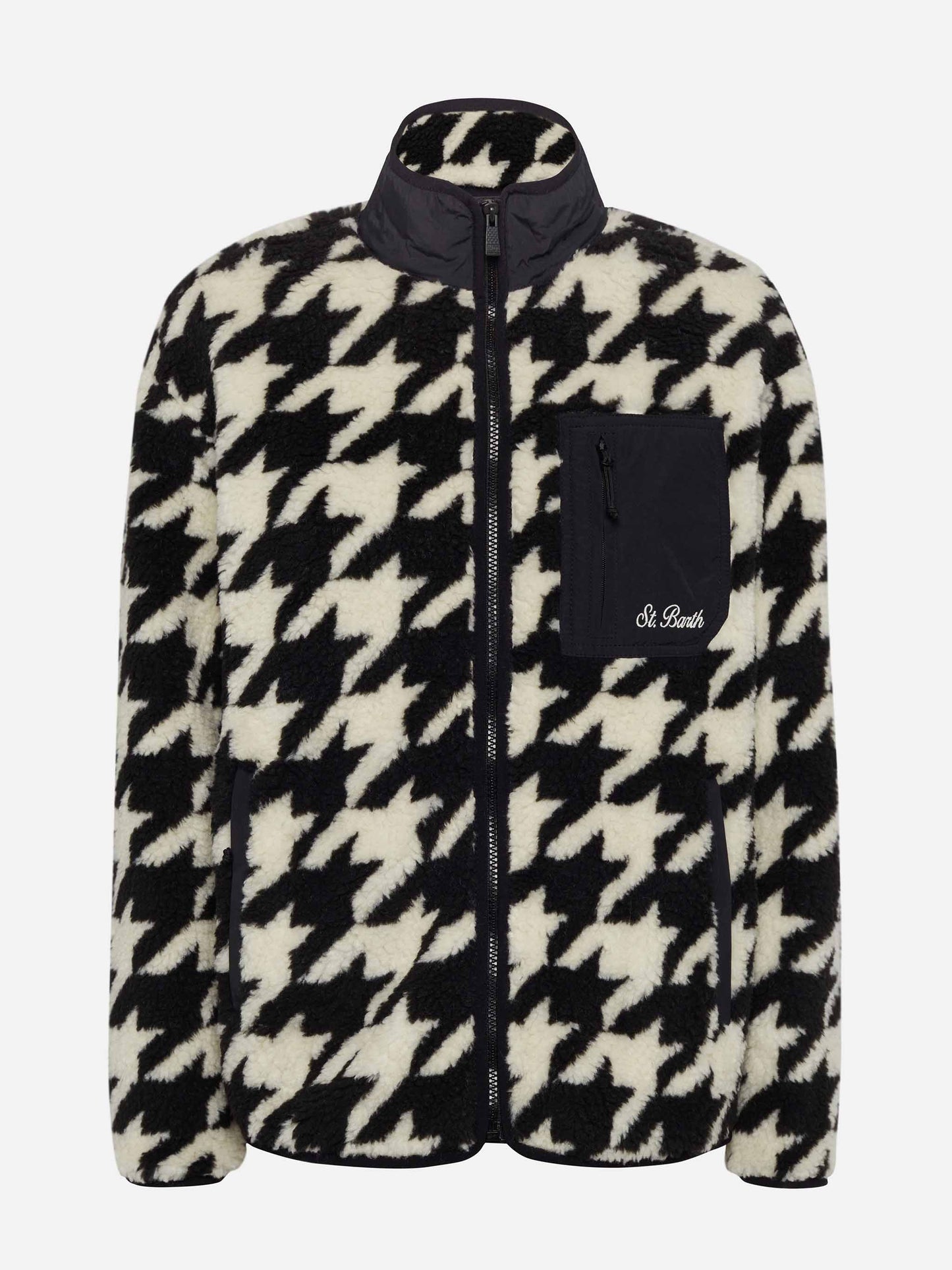 Teddy-fleece jacket Keystone with pied de poule print - MC2 Saint Barth