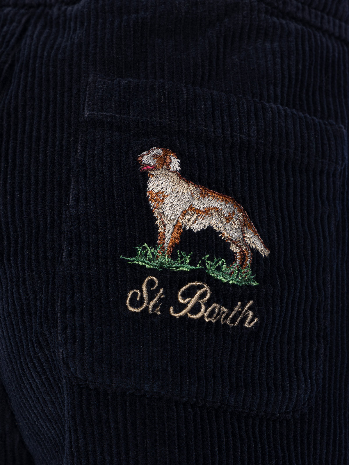 Boy corduroy pants Kilkenny with country dog embroidery - MC2 Saint Barth