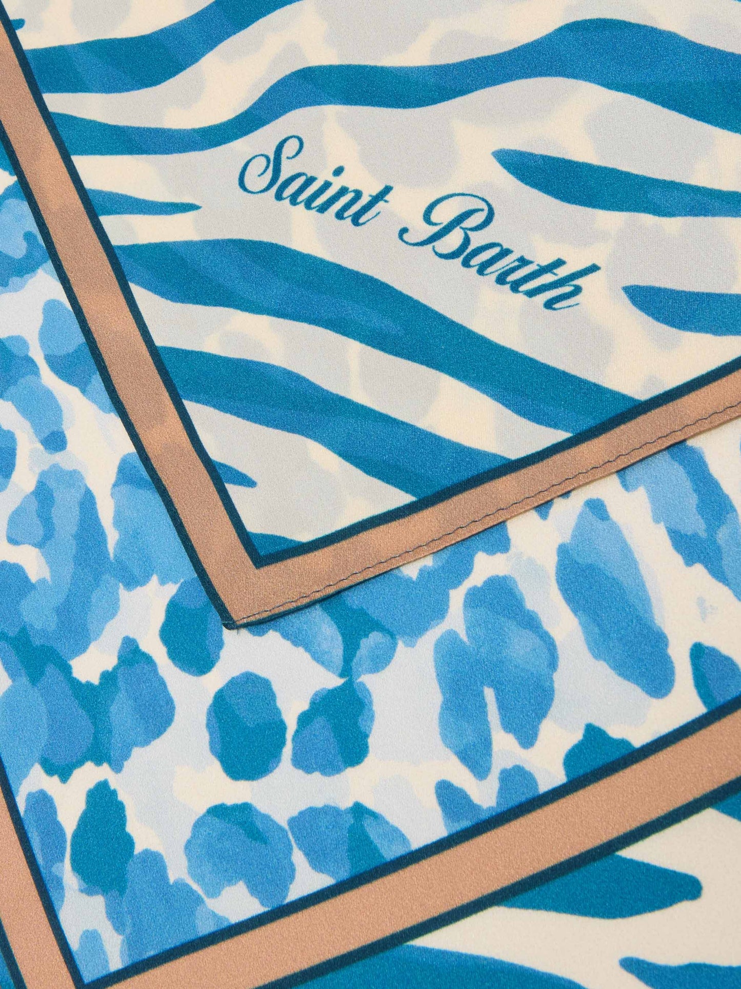 Foulard Kitana in seta con stampa animalier blu