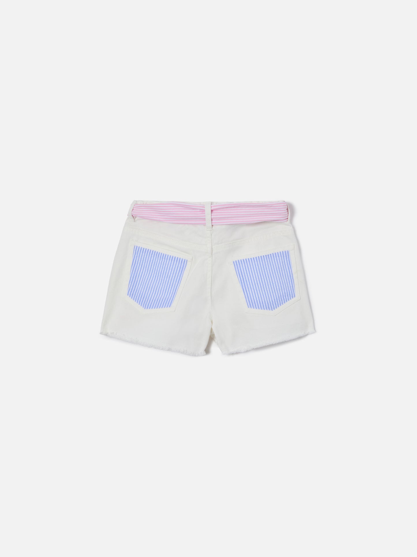 Short en denim de coton Kiko Jr avec détails en seersucker