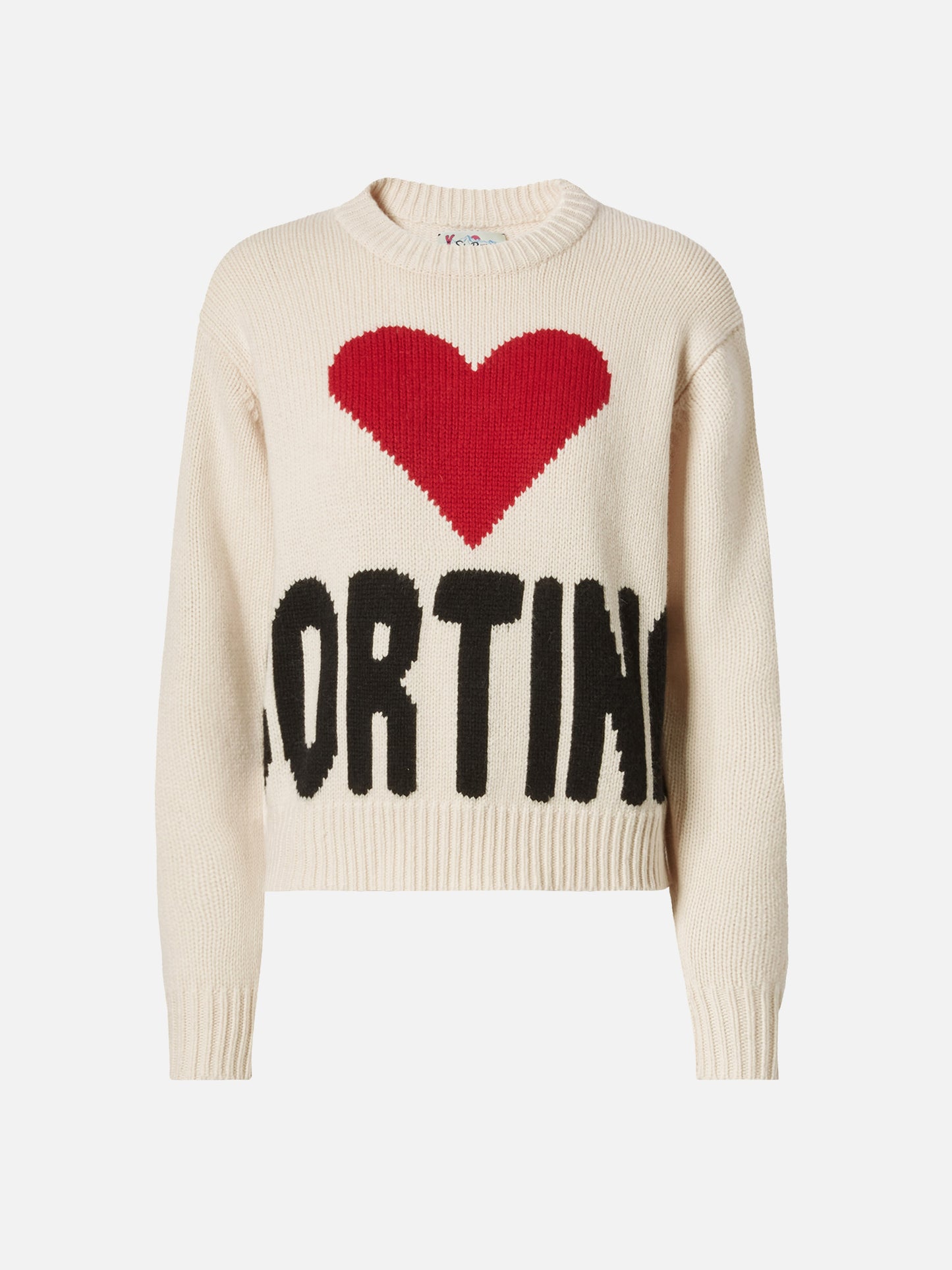 Kyla wool sweater in white with Cortina jacquard