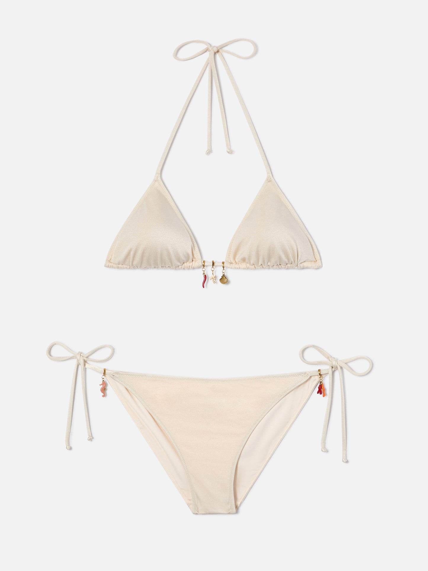 Bikini Leah Virgo glossy finish beige con charms