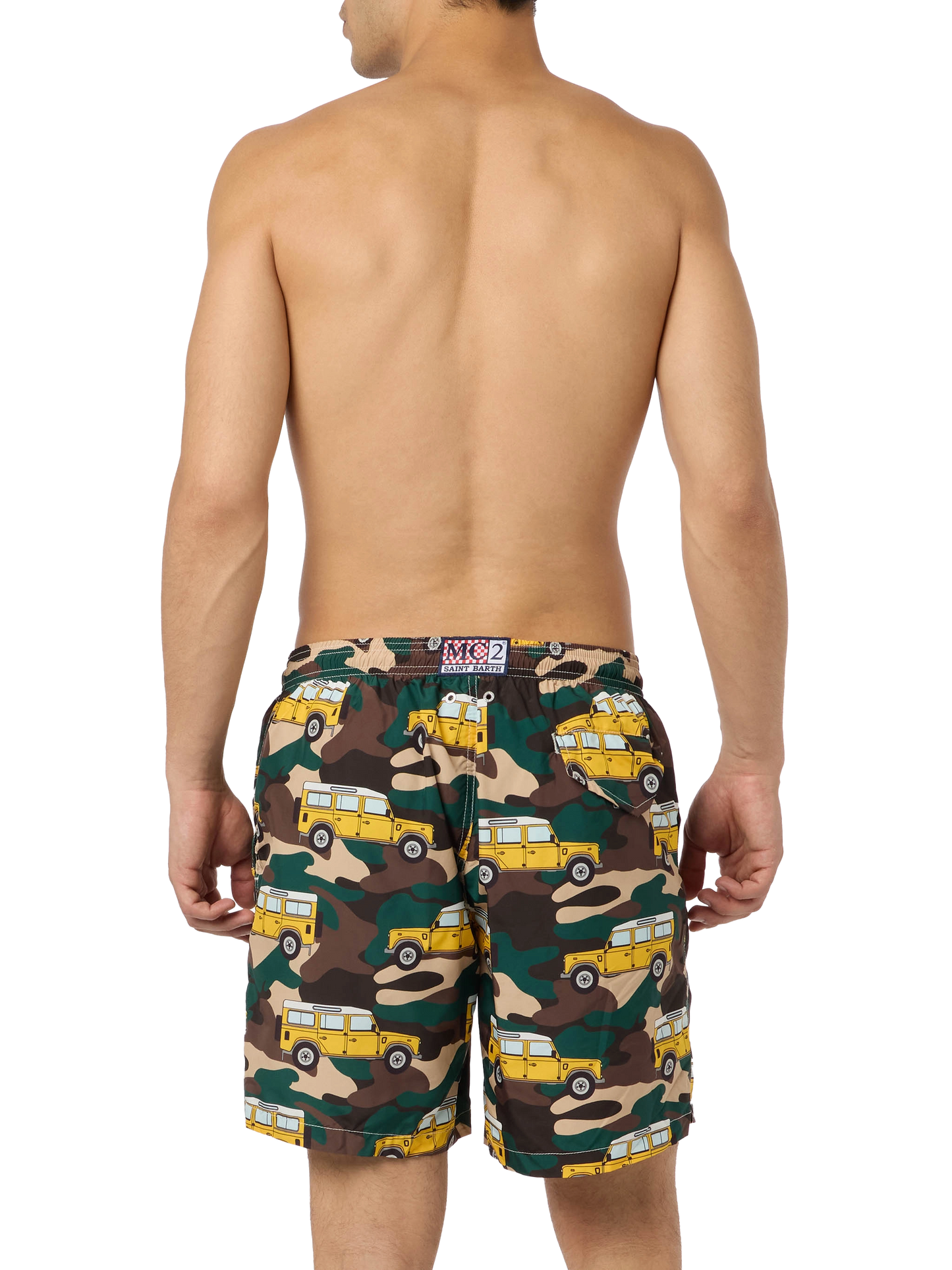 Man lightweight fabric swim-shorts Lighting with off-road car print - MC2 Saint Barth