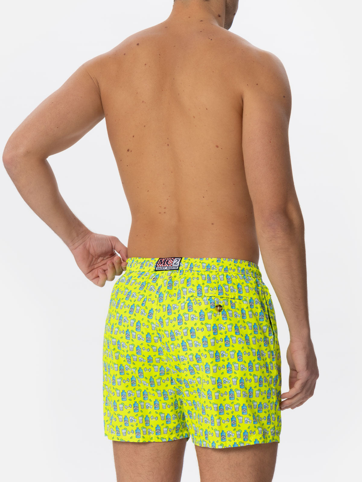 Man light fabric swim shorts with gin and gym print - MC2 Saint Barth