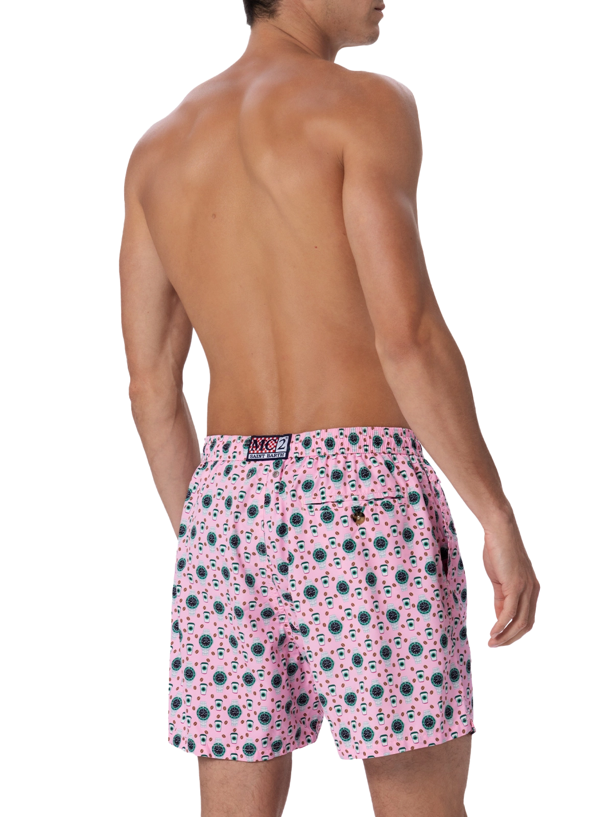 Man lightweight fabric swim-shorts Lighting Micro Fantasy with watches print - MC2 Saint Barth