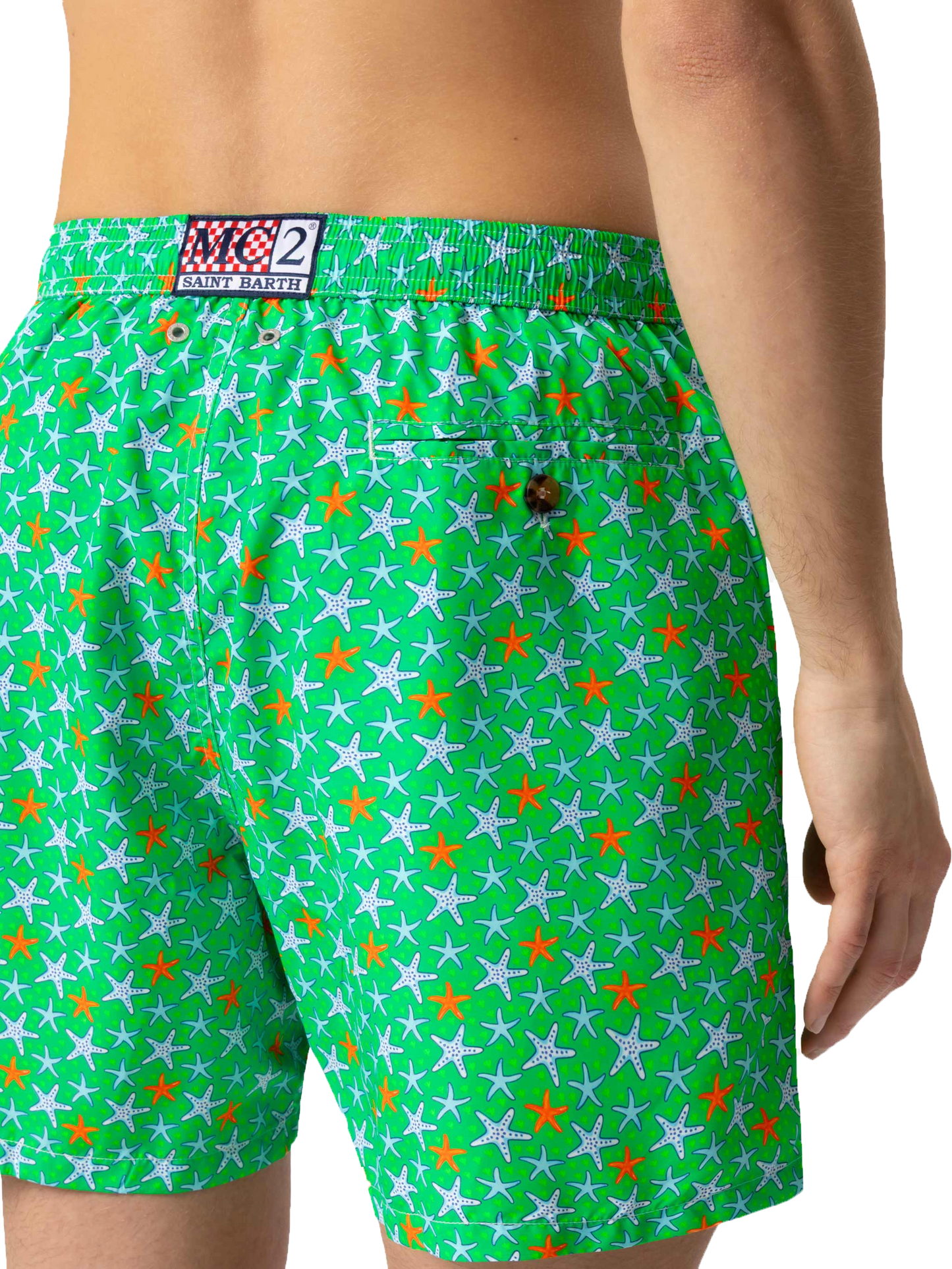 Man light fabric swim shorts with multicolor starfish print - MC2 Saint Barth