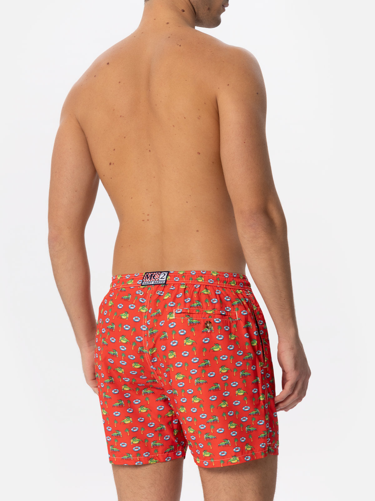 Man light fabric swim shorts with crocodile print - MC2 Saint Barth