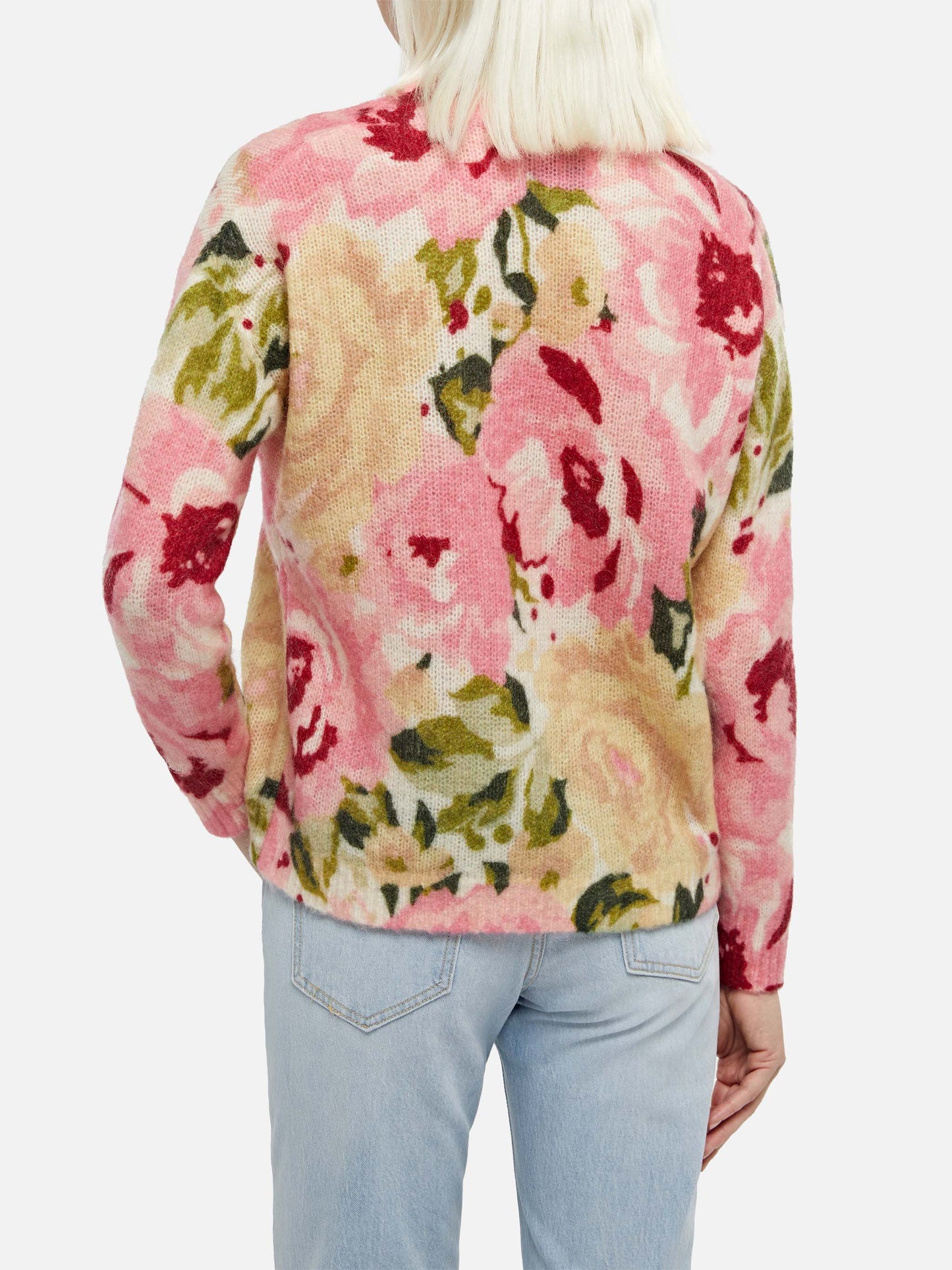 Woman mohair sweater Louise with peony print - MC2 Saint Barth